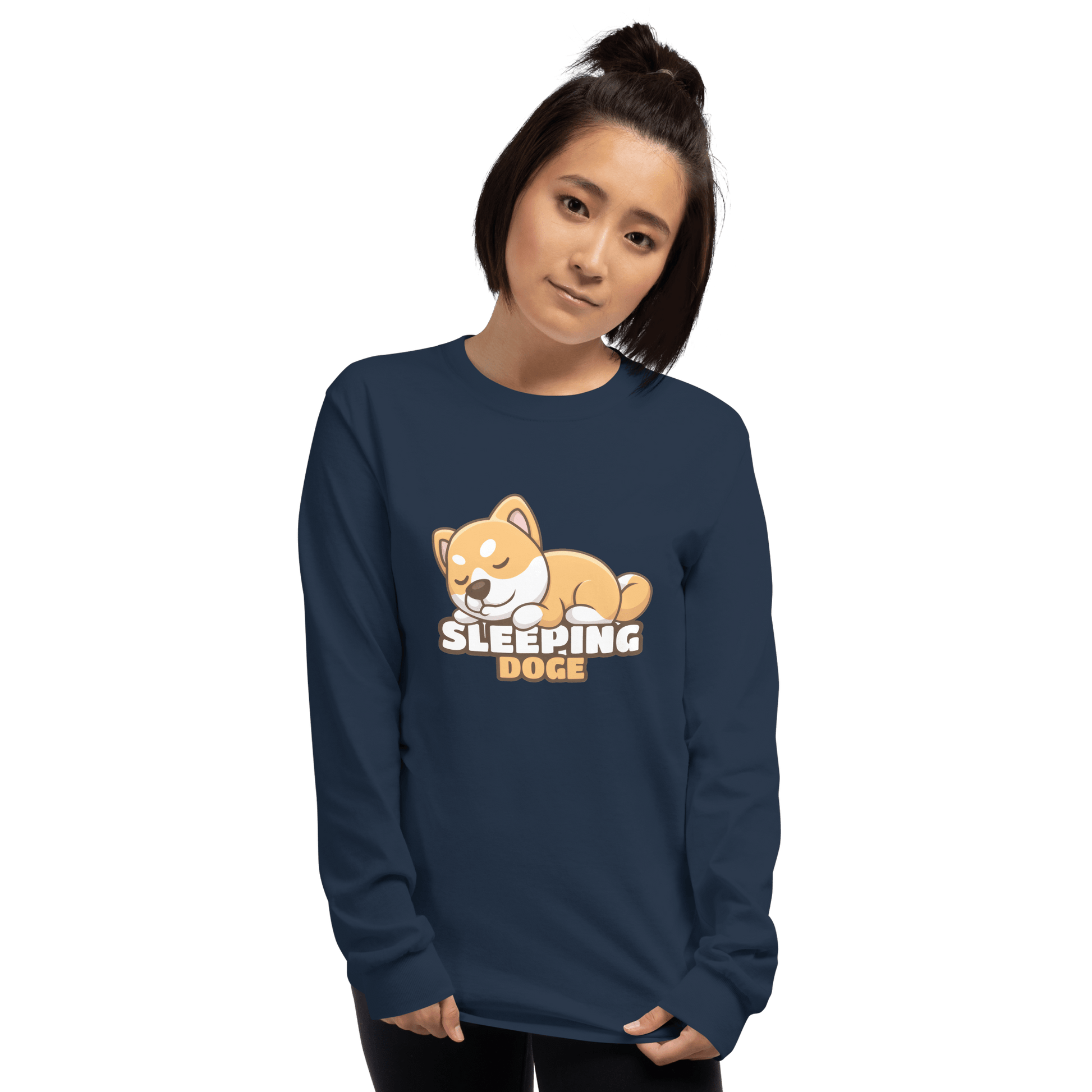 Sleeping Doge Long Sleeve T-Shirt Meme - Sport Grey | Shirtposting