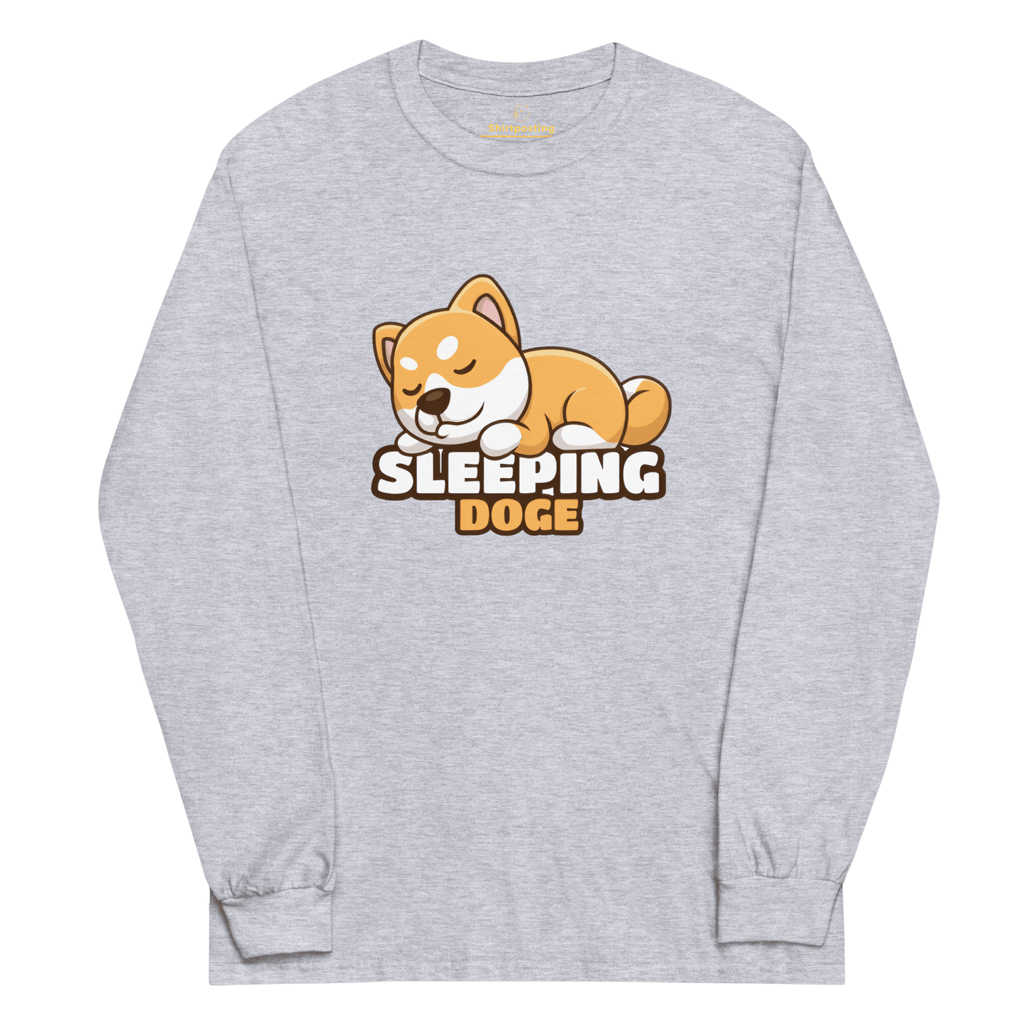 Sleeping Doge Long Sleeve T-Shirt Meme - Sport Grey | Shirtposting