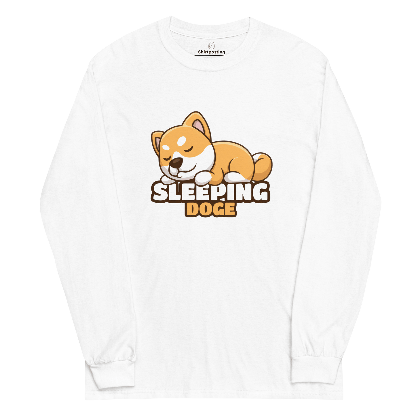 Sleeping Doge Long Sleeve T-Shirt Meme - White | Shirtposting