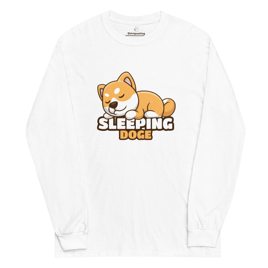 Sleeping Doge Long Sleeve T-Shirt Meme - White | Shirtposting