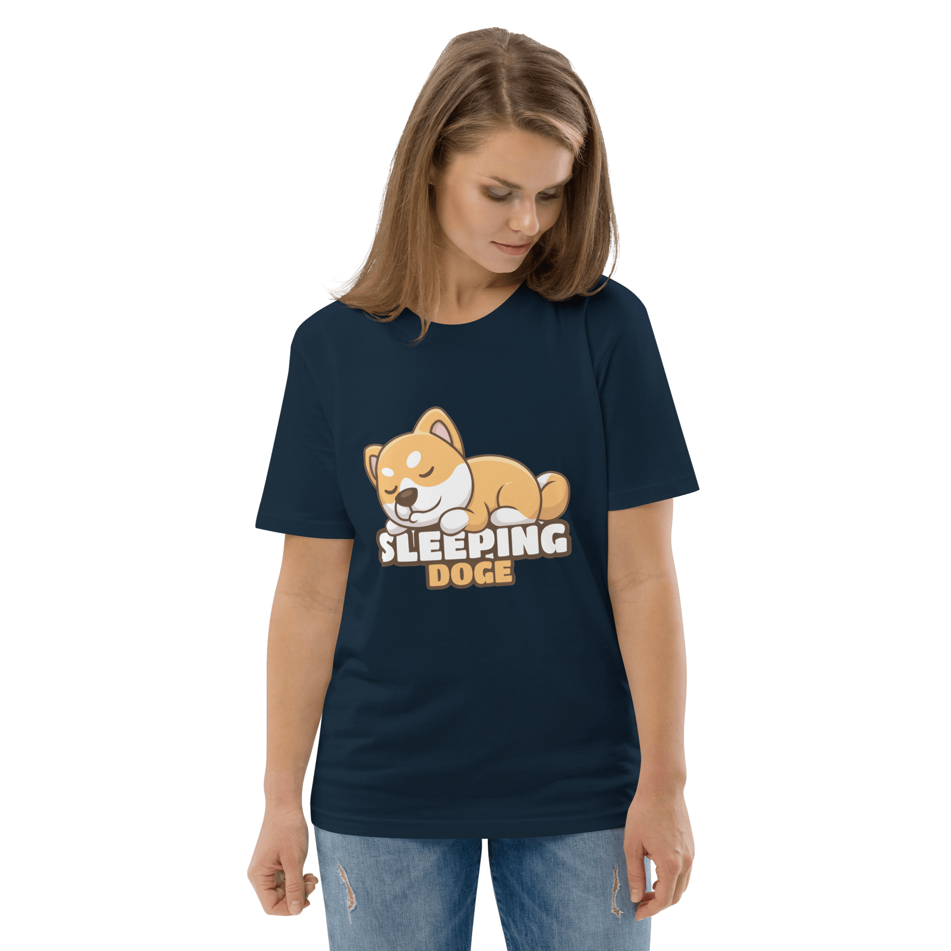 Sleeping Doge Premium Organic T-Shirt Meme - Cotton Pink | Shirtposting