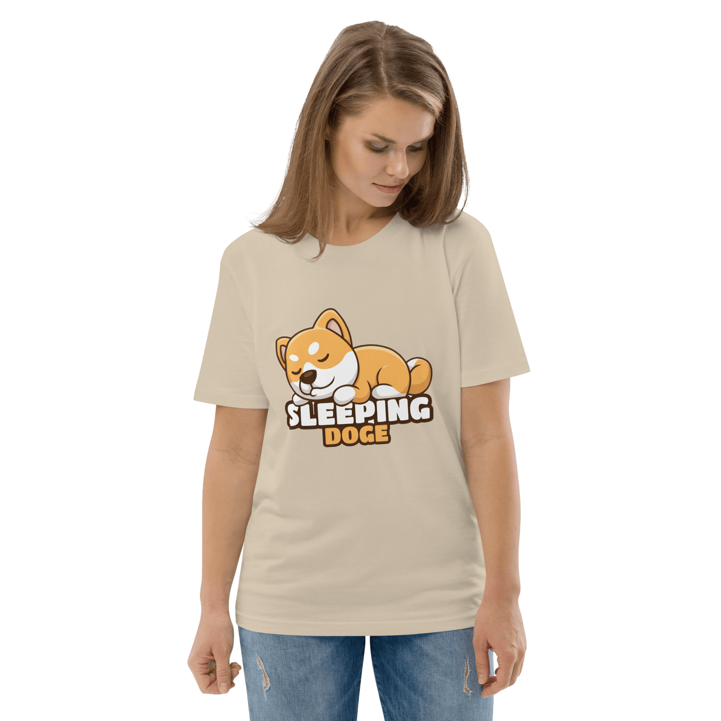 Sleeping Doge Premium Organic T-Shirt Meme - Cotton Pink | Shirtposting