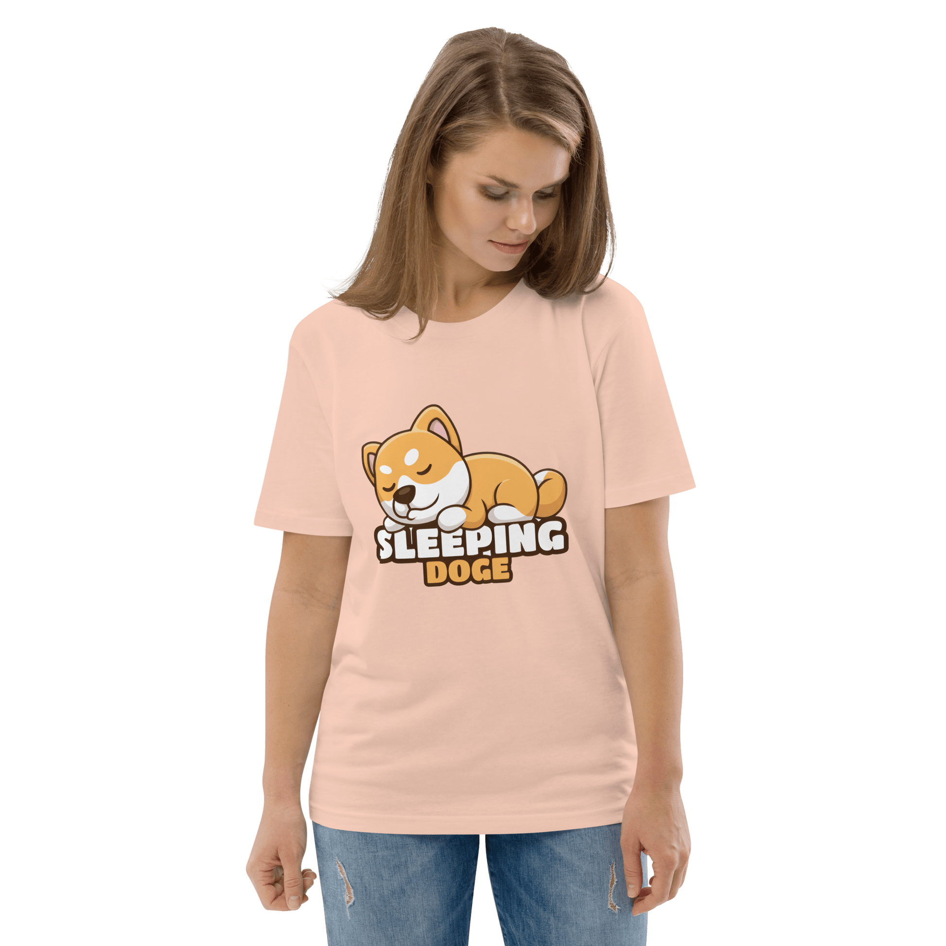 Sleeping Doge Premium Organic T-Shirt Meme - Cotton Pink | Shirtposting