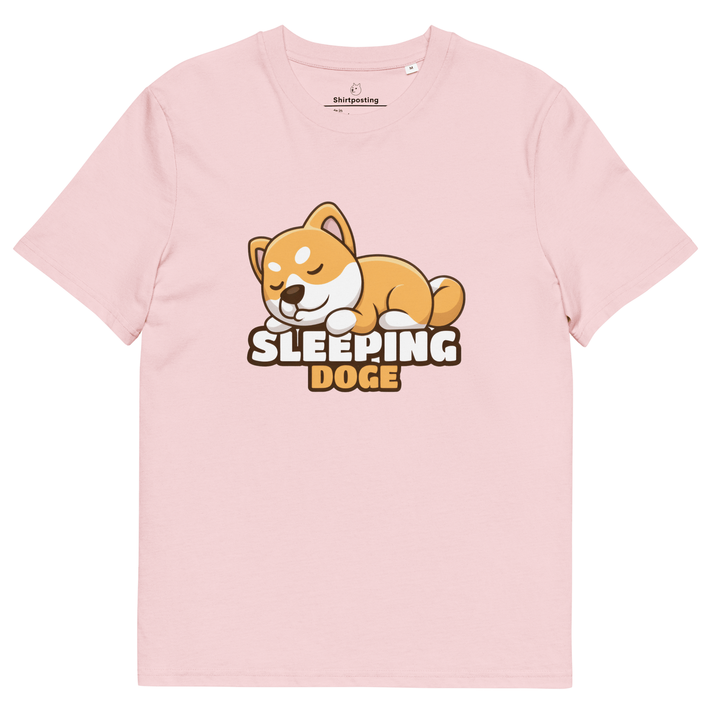 Sleeping Doge Premium Organic T-Shirt Meme - Cotton Pink | Shirtposting