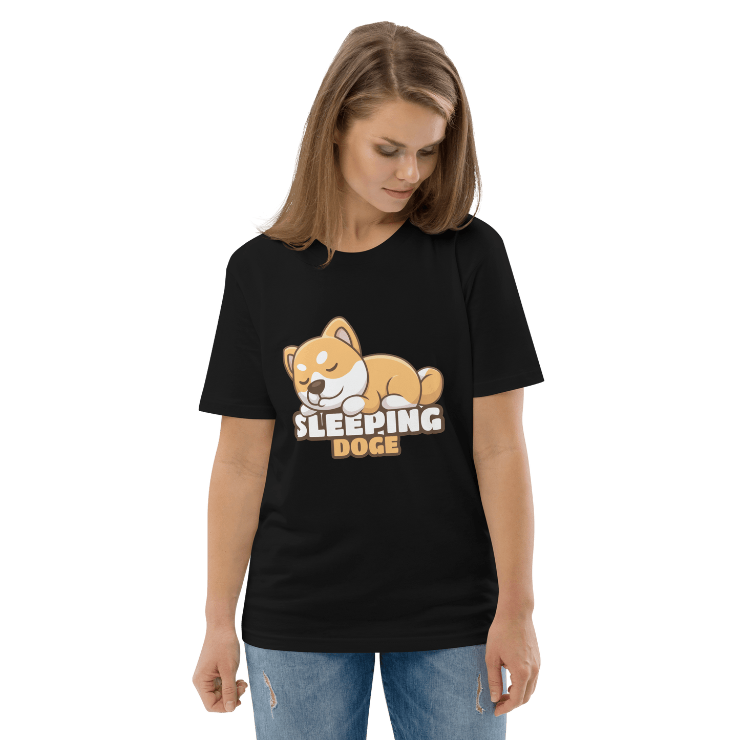 Sleeping Doge Premium Organic T-Shirt Meme - Cotton Pink | Shirtposting