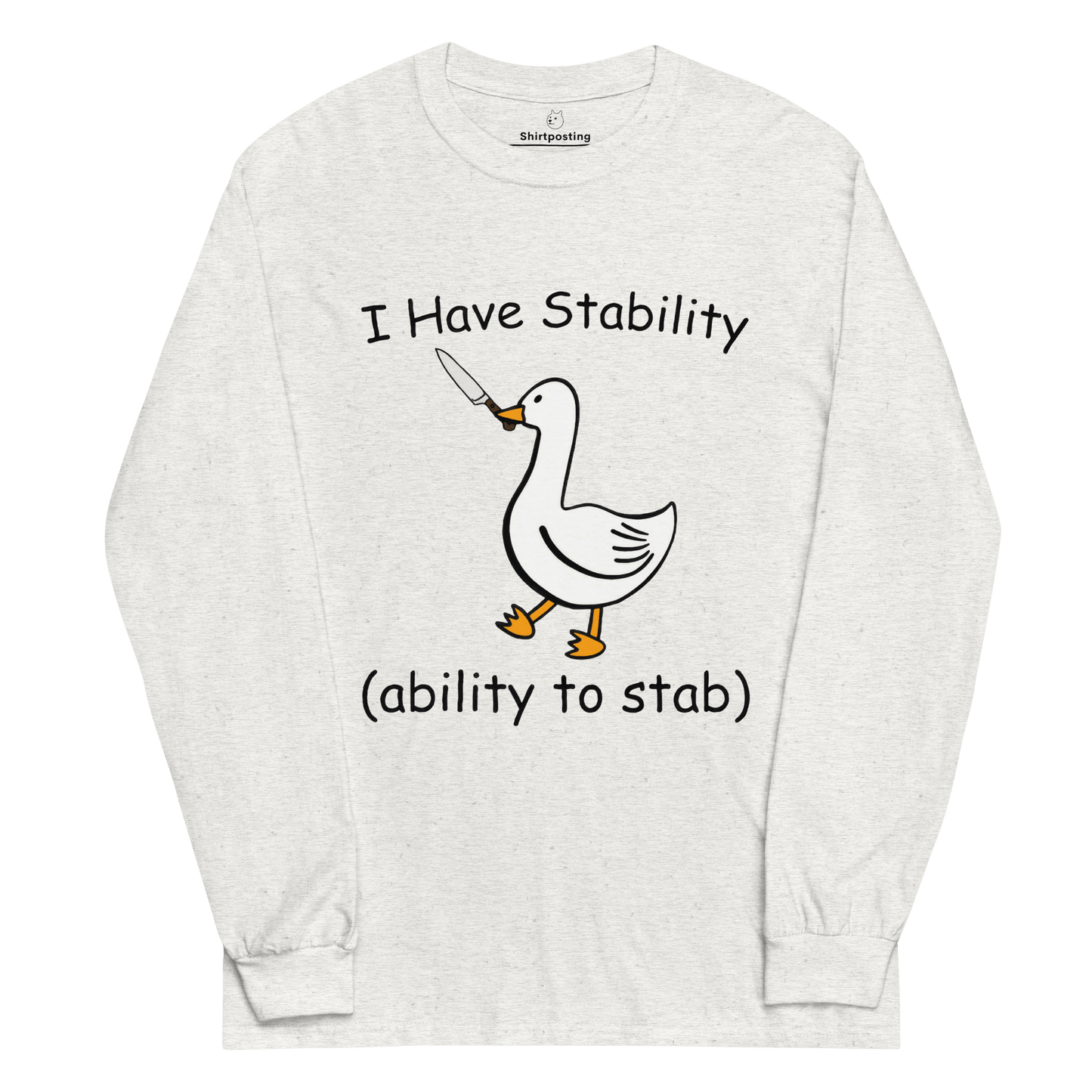 Stability Long Sleeve T-Shirt Meme - Ash | Shirtposting