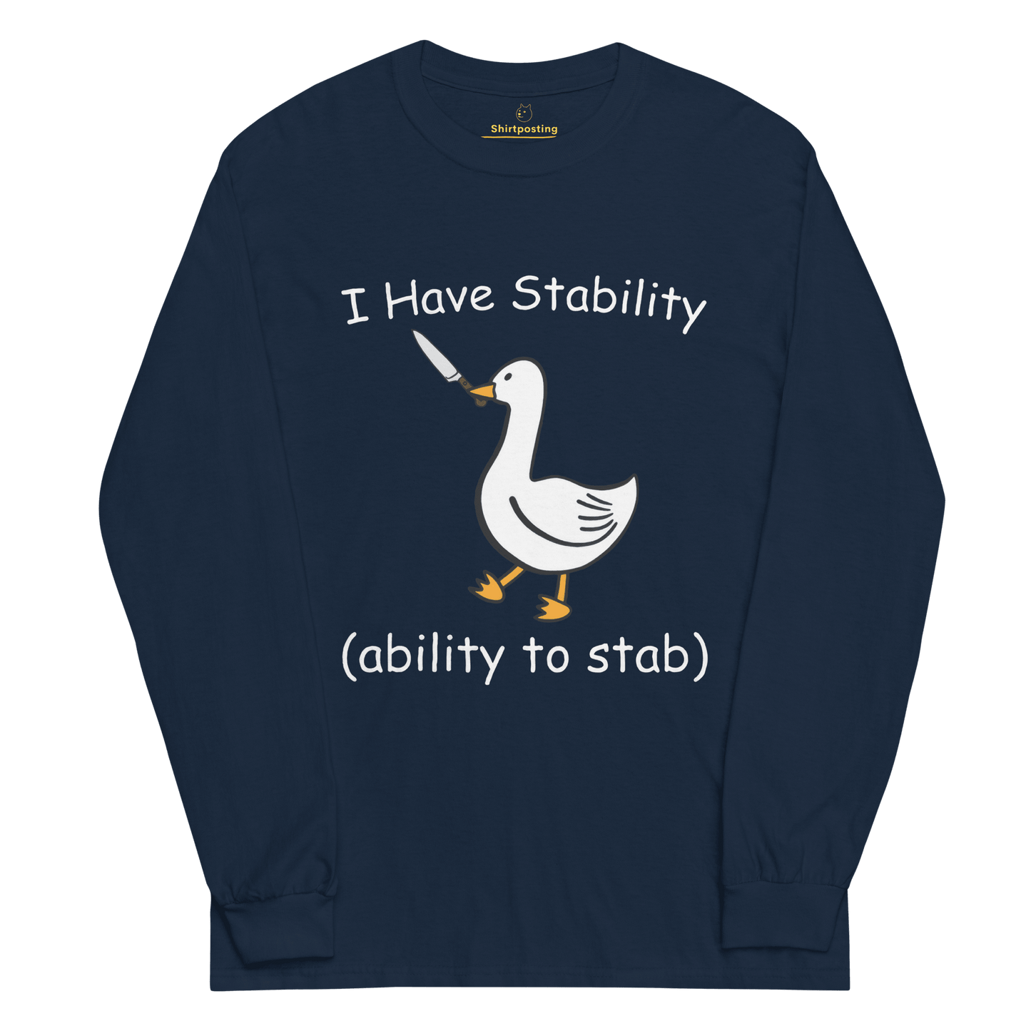 Stability Long Sleeve T-Shirt Meme - Navy | Shirtposting