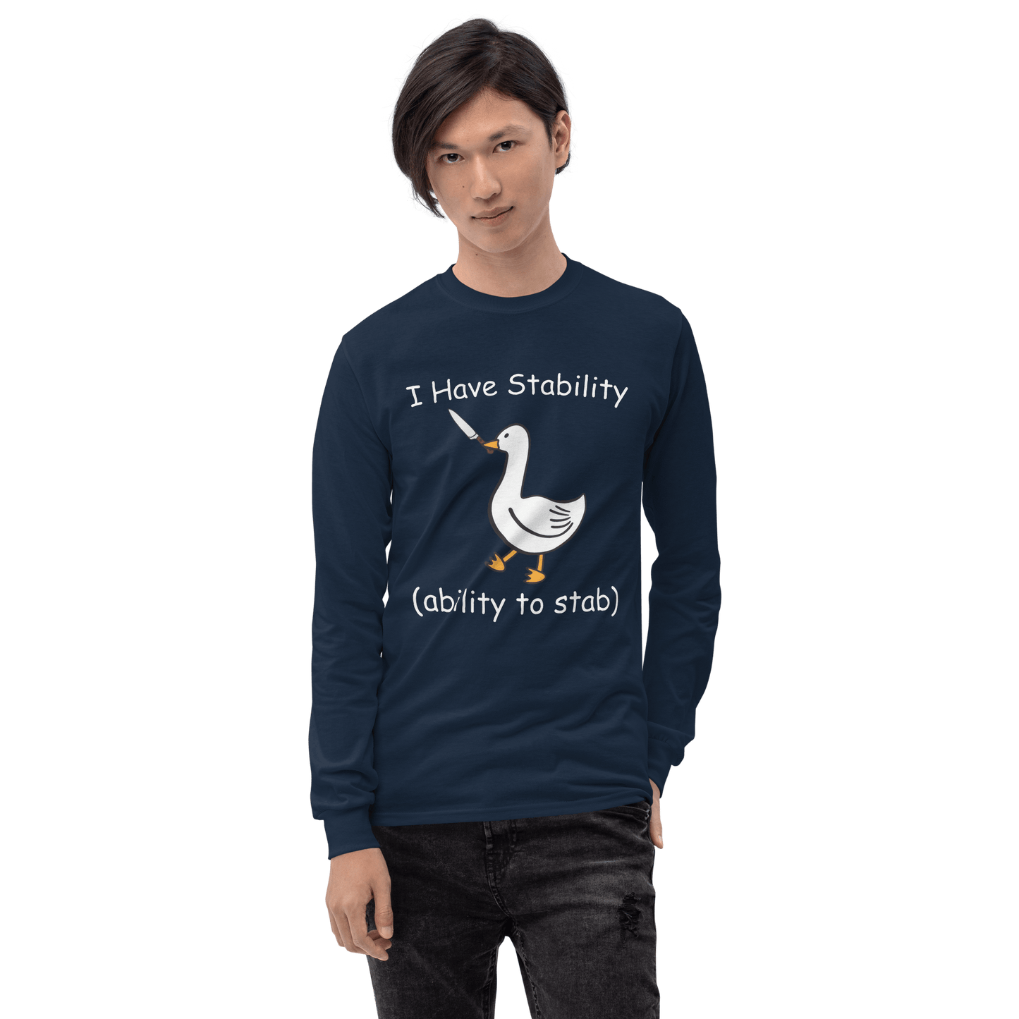 Stability Long Sleeve T-Shirt Meme - Sport Grey | Shirtposting