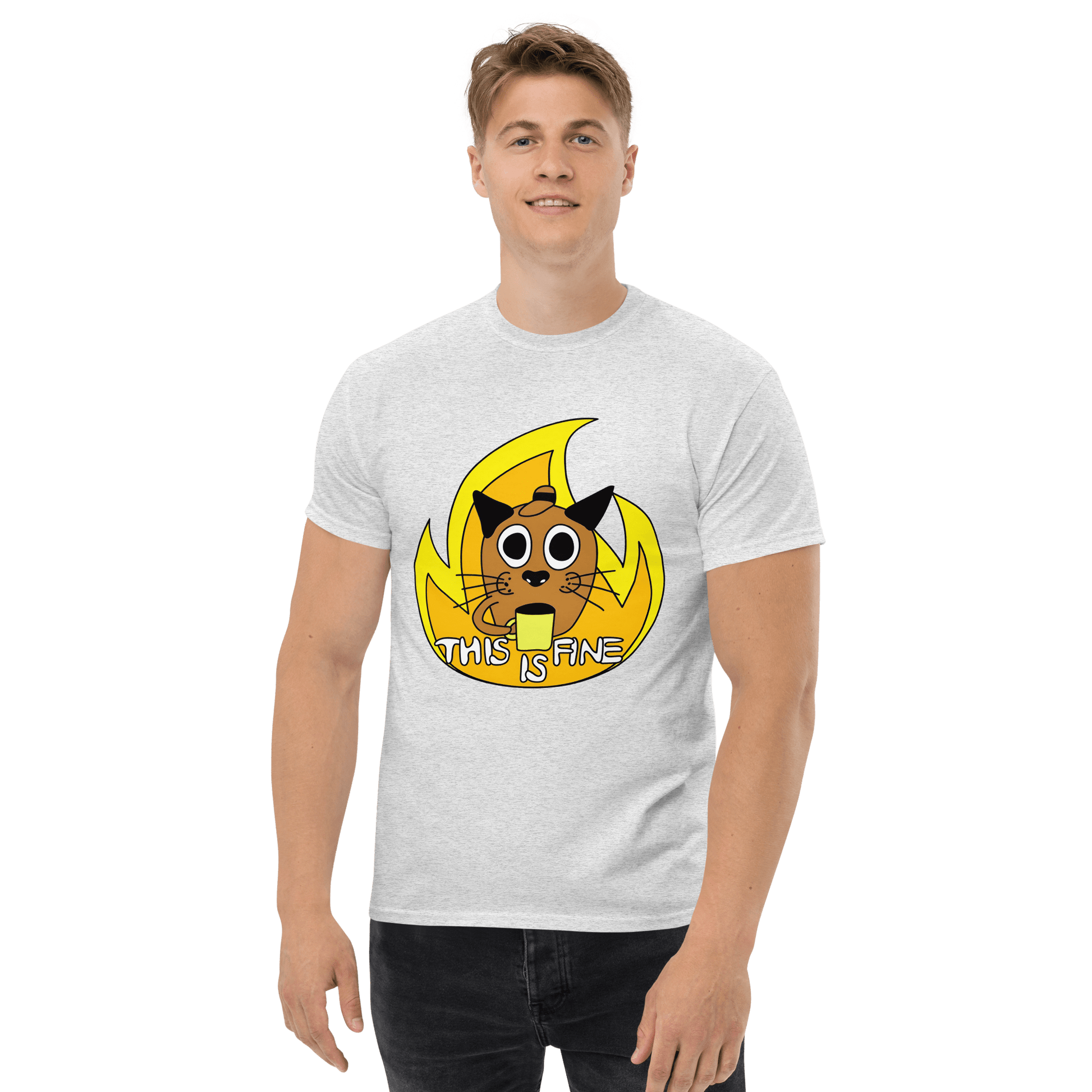 This Is Fine Classic T-Shirt Meme - Ash | Shirtposting