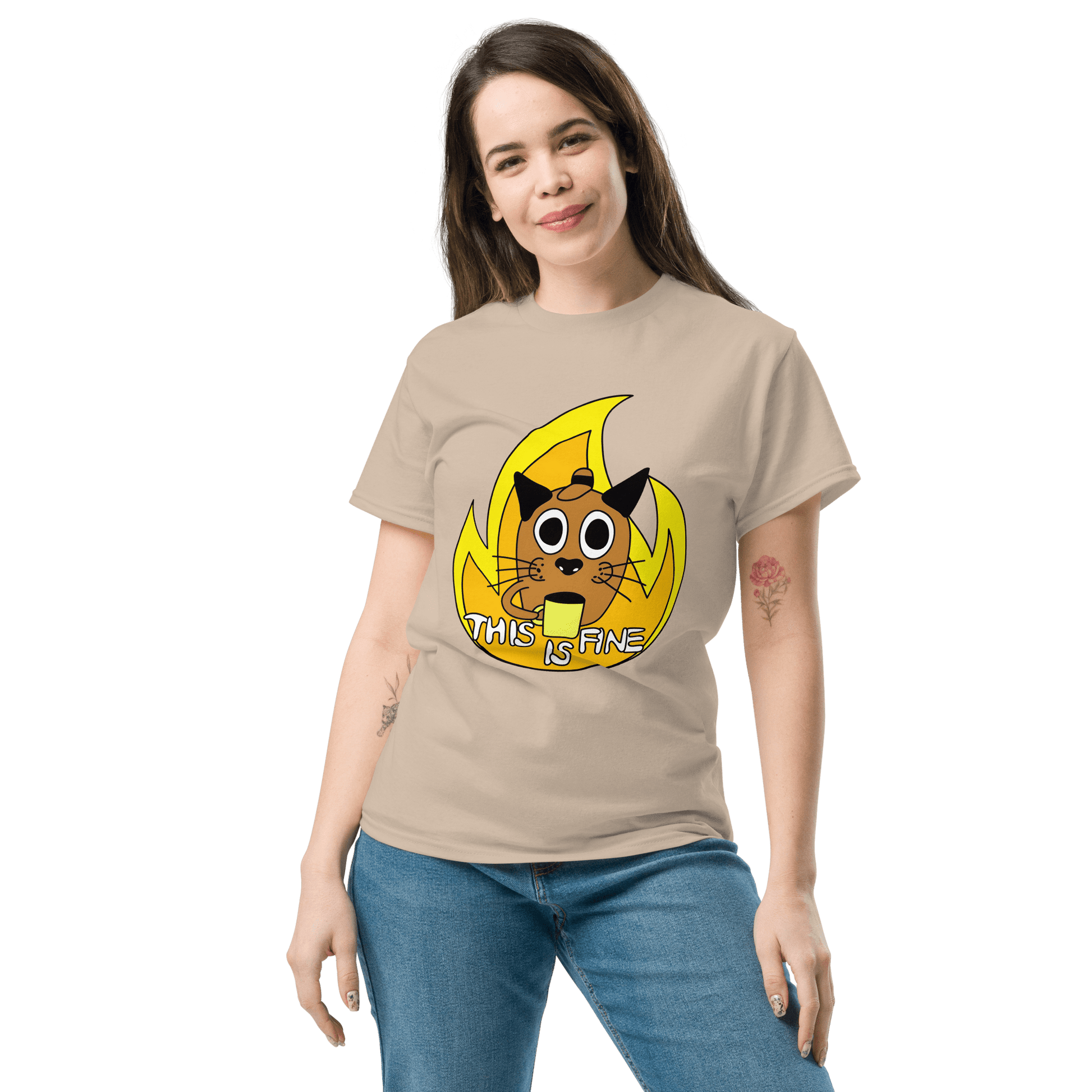This Is Fine Classic T-Shirt Meme - Ash | Shirtposting