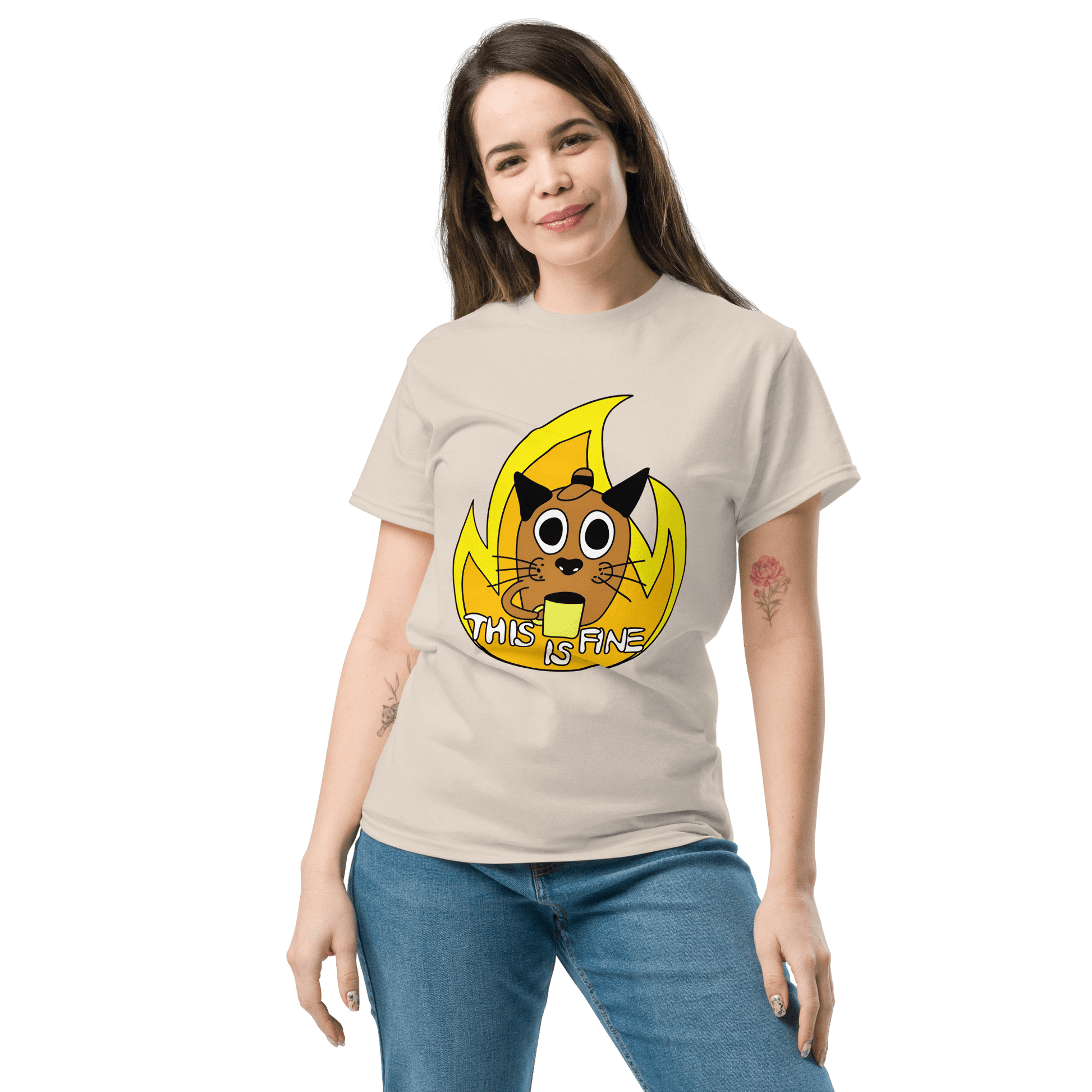 This Is Fine Classic T-Shirt Meme - Ash | Shirtposting