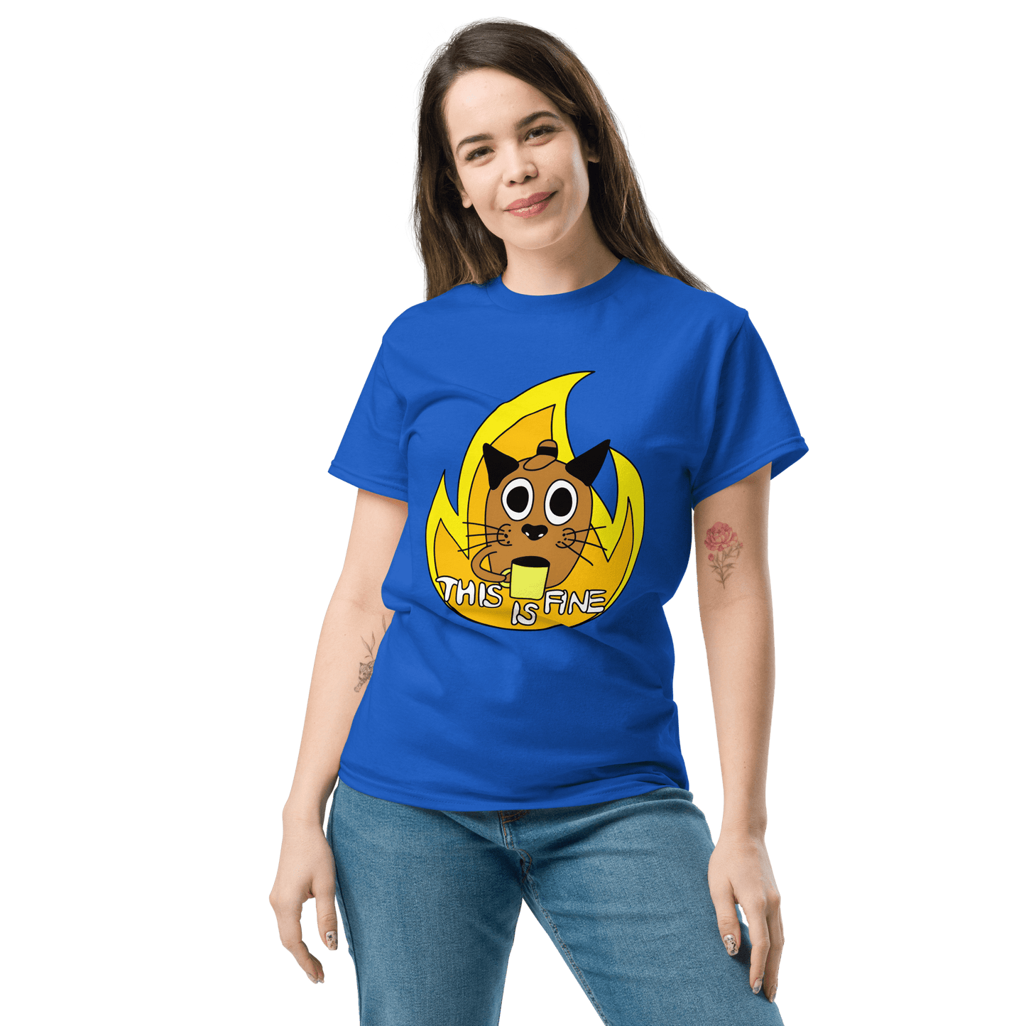 This Is Fine Classic T-Shirt Meme - Royal | Shirtposting