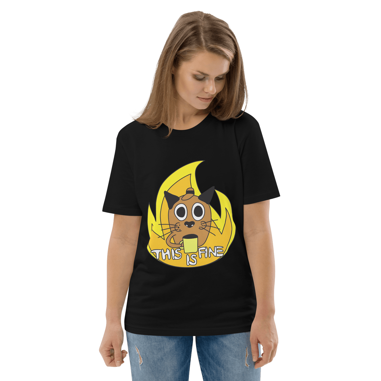 This Is Fine Premium Organic T-Shirt Meme - Cotton Pink | Shirtposting
