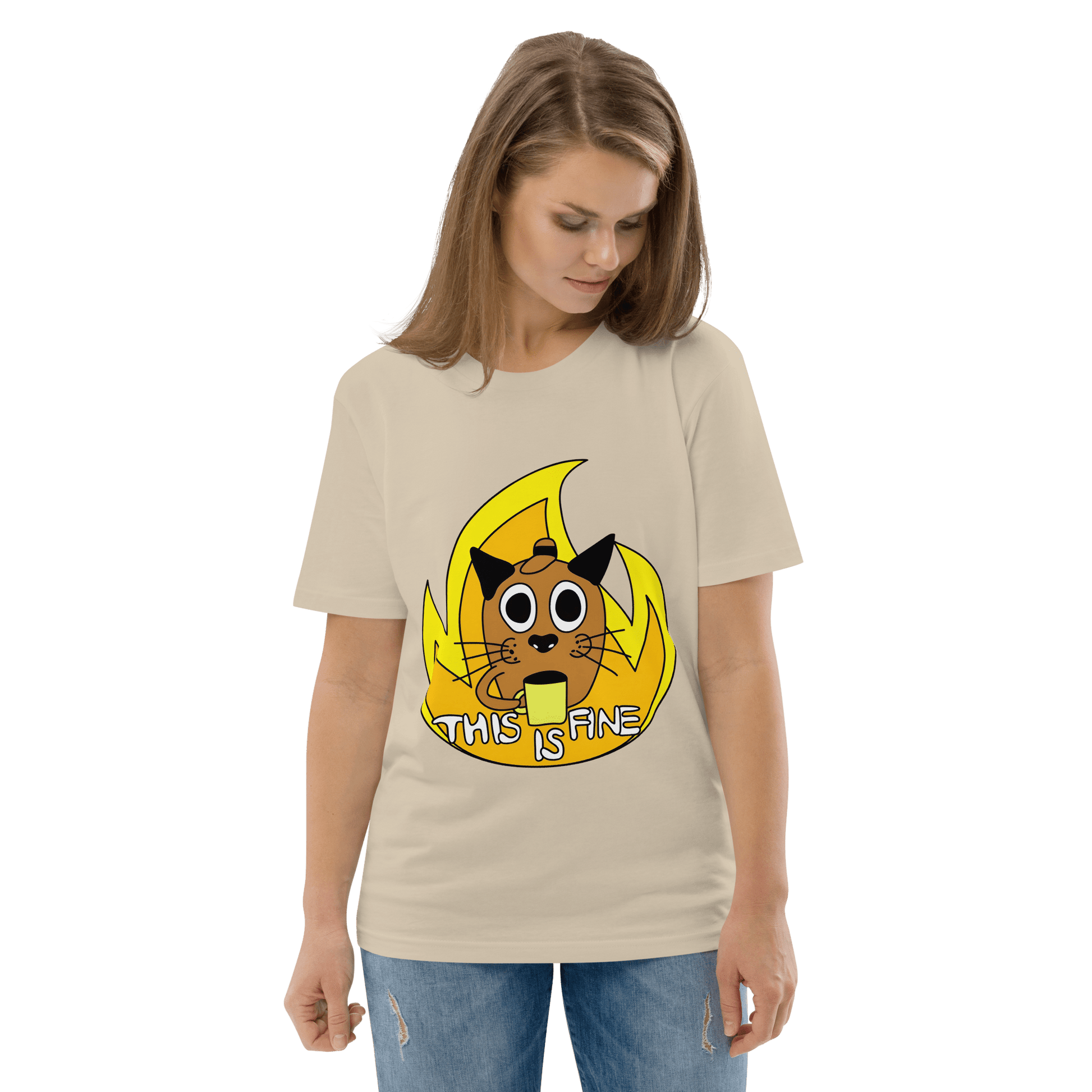 This Is Fine Premium Organic T-Shirt Meme - Cotton Pink | Shirtposting