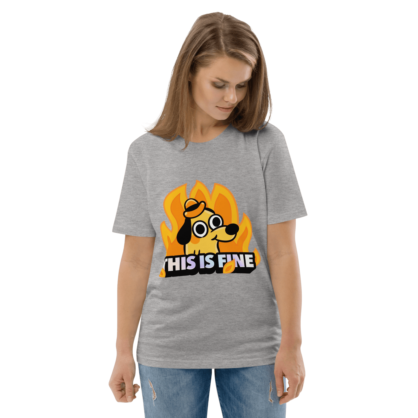 This Is Fine Premium Organic T-Shirt Meme - Cotton Pink | Shirtposting