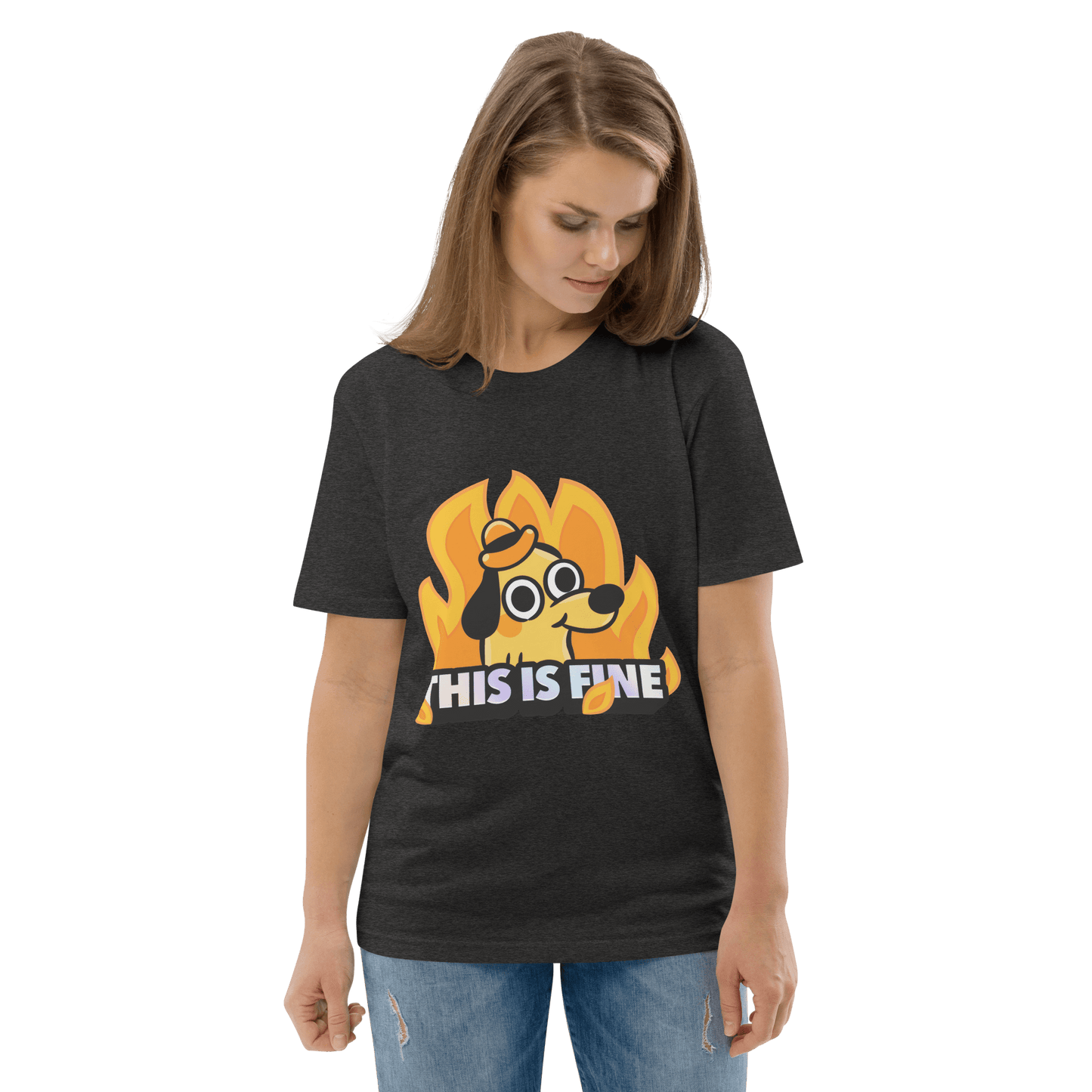 This Is Fine Premium Organic T-Shirt Meme - Cotton Pink | Shirtposting