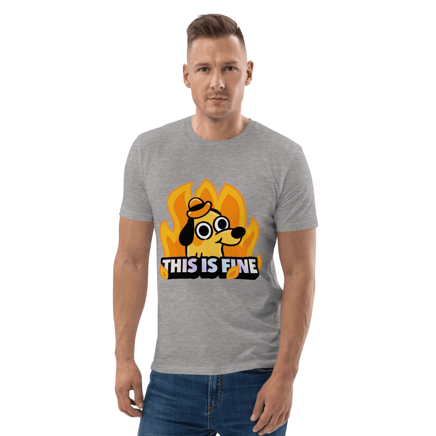 This Is Fine Premium Organic T-Shirt Meme - Cotton Pink | Shirtposting
