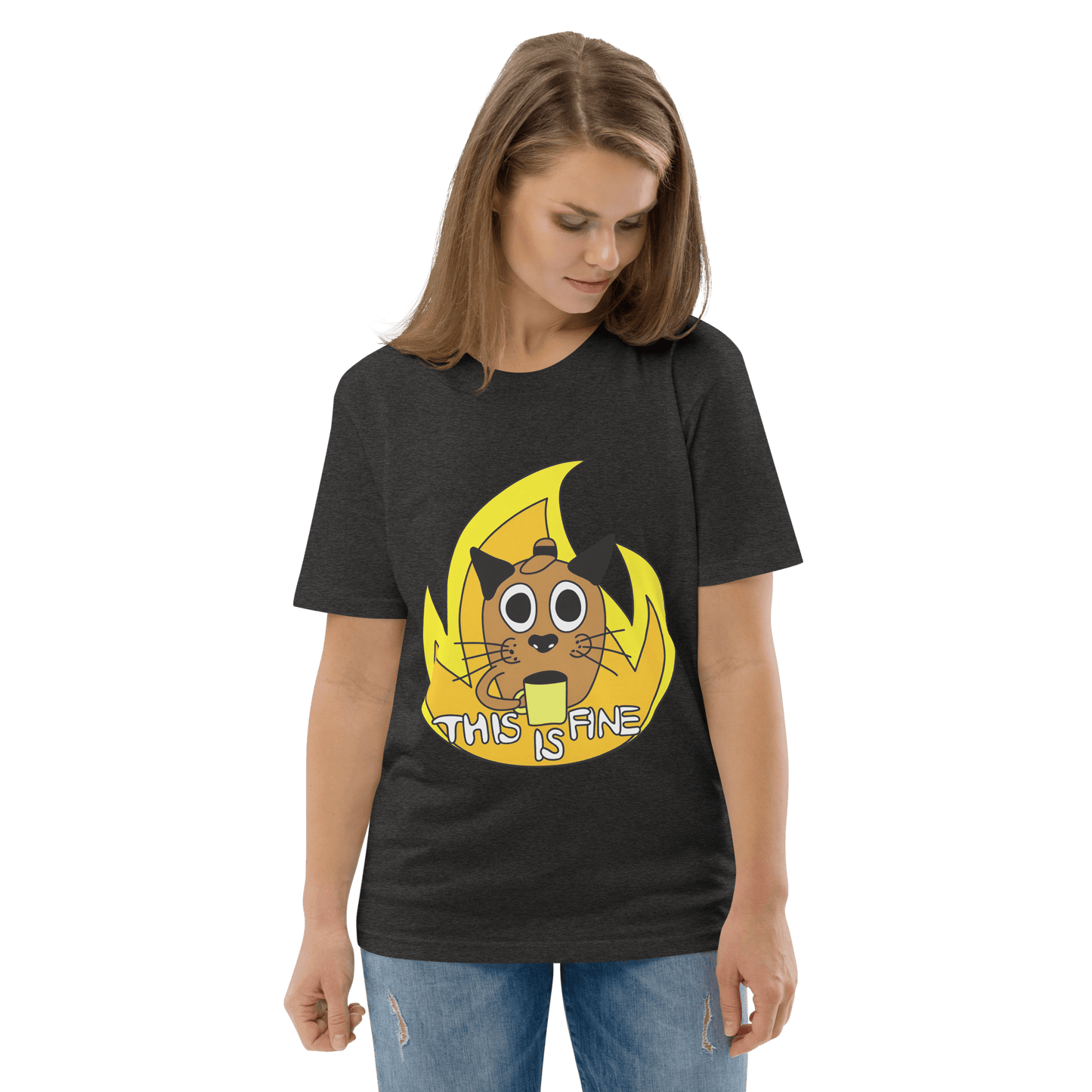 This Is Fine Premium Organic T-Shirt Meme - Cotton Pink | Shirtposting