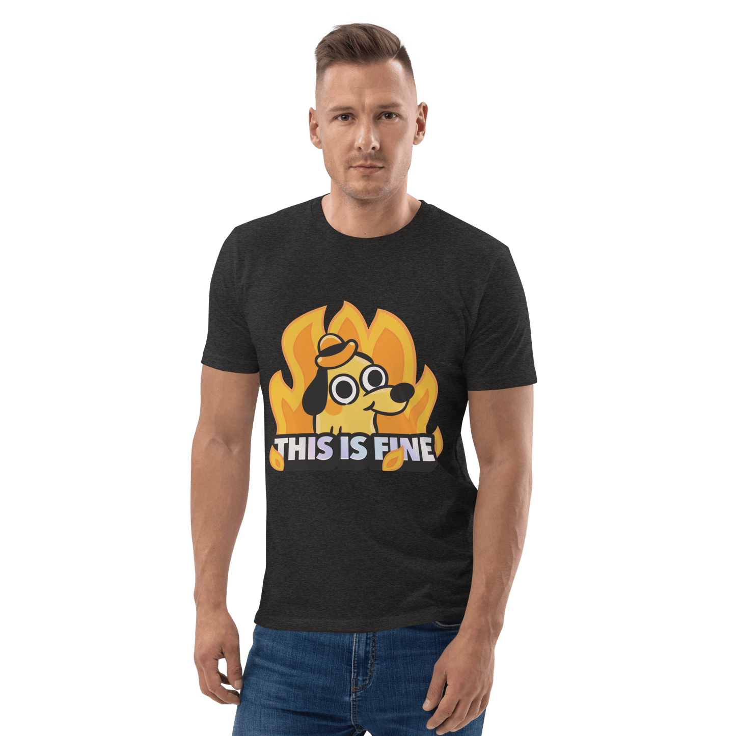 This Is Fine Premium Organic T-Shirt Meme - Cotton Pink | Shirtposting