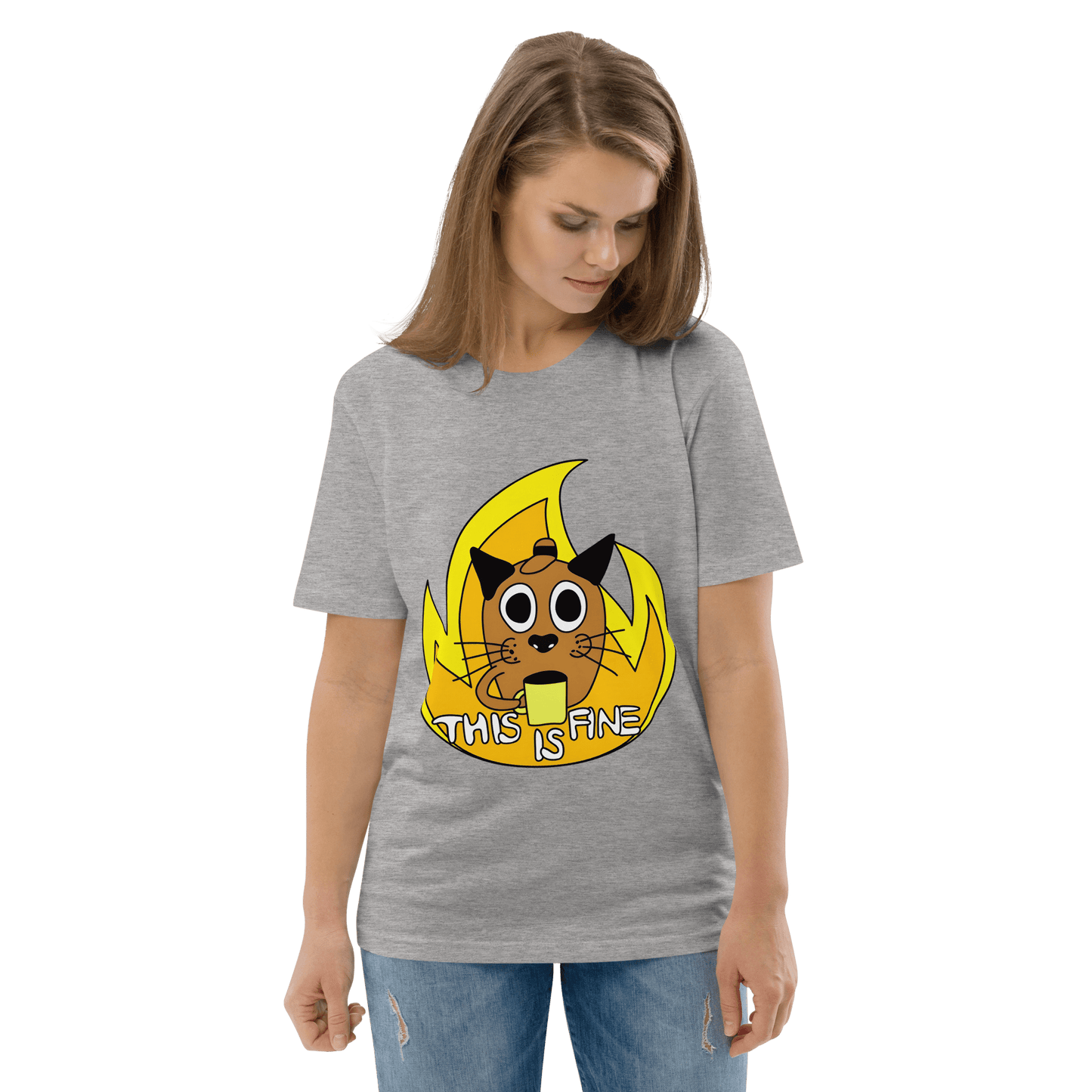 This Is Fine Premium Organic T-Shirt Meme - Cotton Pink | Shirtposting