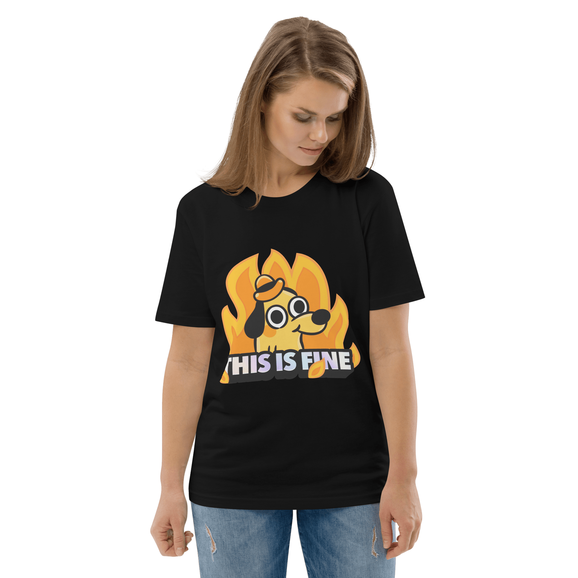 This Is Fine Premium Organic T-Shirt Meme - Cotton Pink | Shirtposting