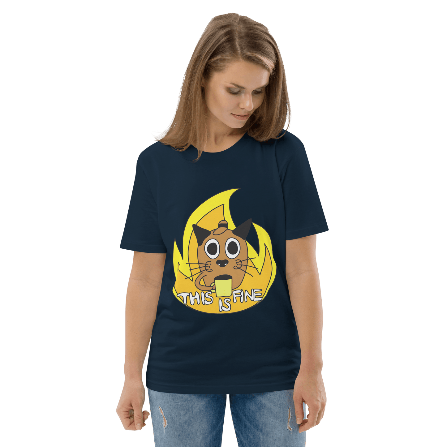 This Is Fine Premium Organic T-Shirt Meme - Cotton Pink | Shirtposting