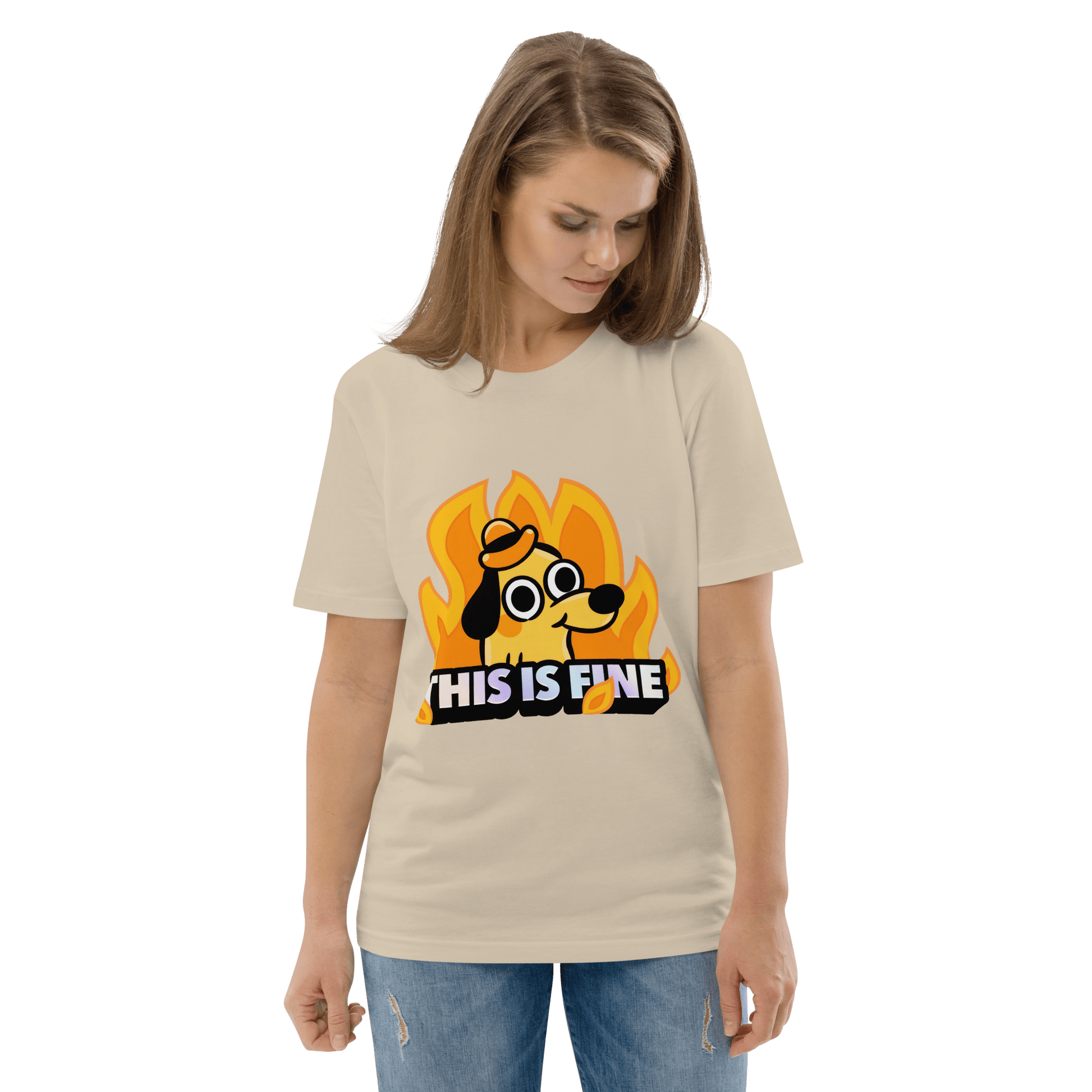 This Is Fine Premium Organic T-Shirt Meme - Cotton Pink | Shirtposting