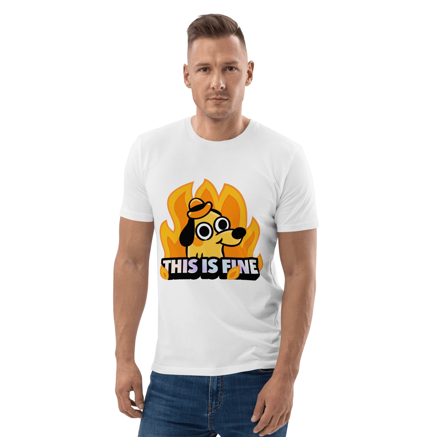 This Is Fine Premium Organic T-Shirt Meme - Cotton Pink | Shirtposting