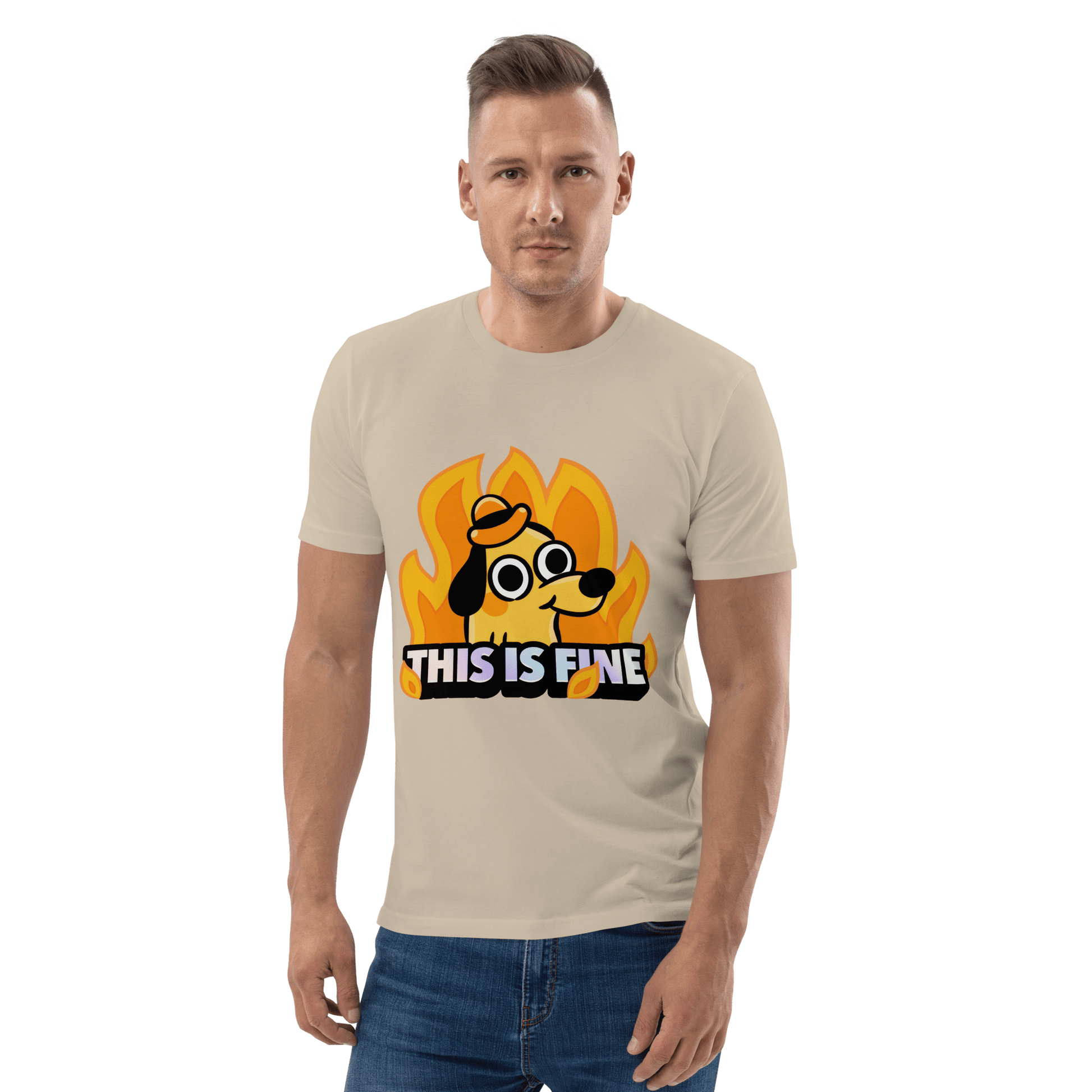 This Is Fine Premium Organic T-Shirt Meme - Cotton Pink | Shirtposting