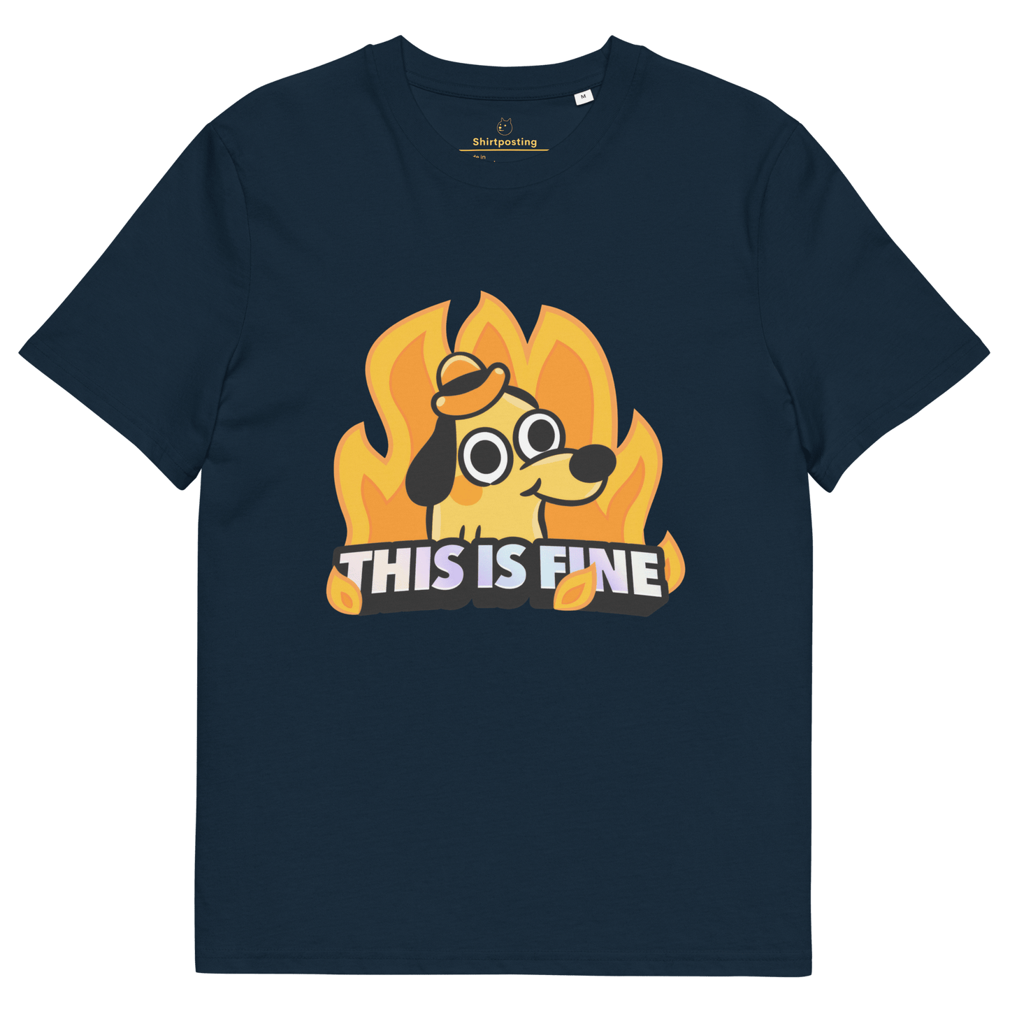 This Is Fine Premium Organic T-Shirt Meme - French Navy | Shirtposting