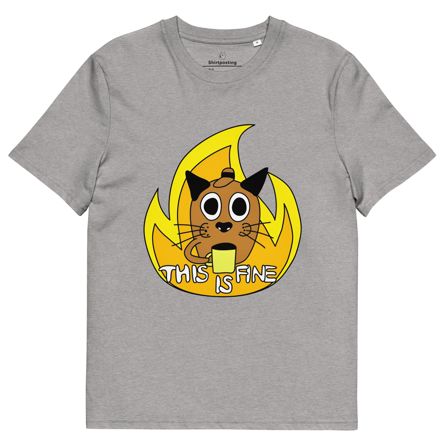 This Is Fine Premium Organic T-Shirt Meme - Heather Grey | Shirtposting