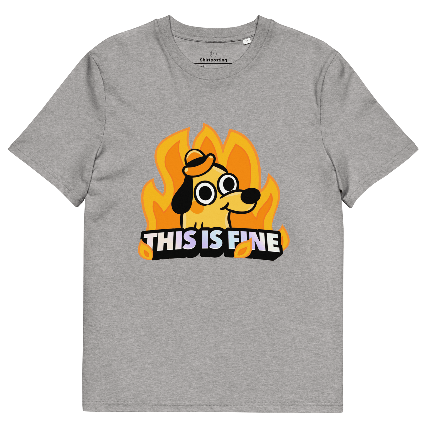 This Is Fine Premium Organic T-Shirt Meme - Heather Grey | Shirtposting