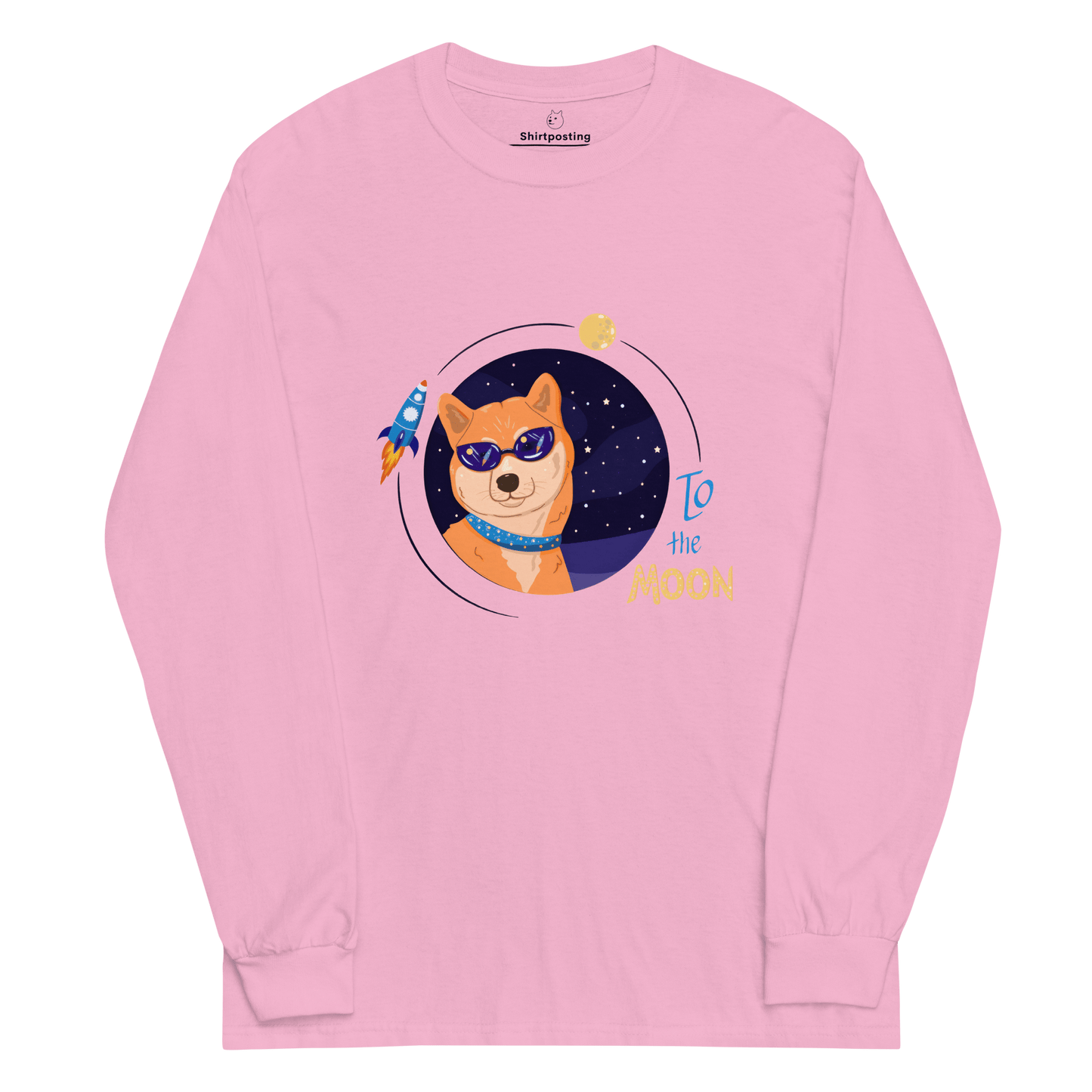 To The Moon Long Sleeve T-Shirt Meme - Light Pink | Shirtposting