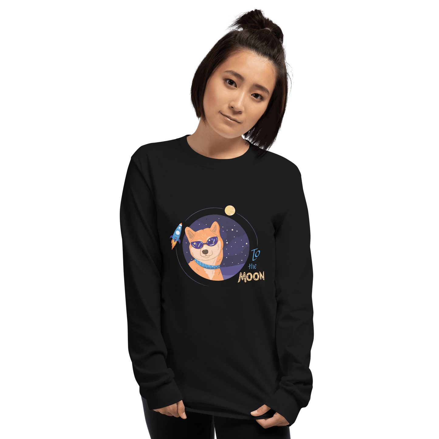 To The Moon Long Sleeve T-Shirt Meme - Sport Grey | Shirtposting