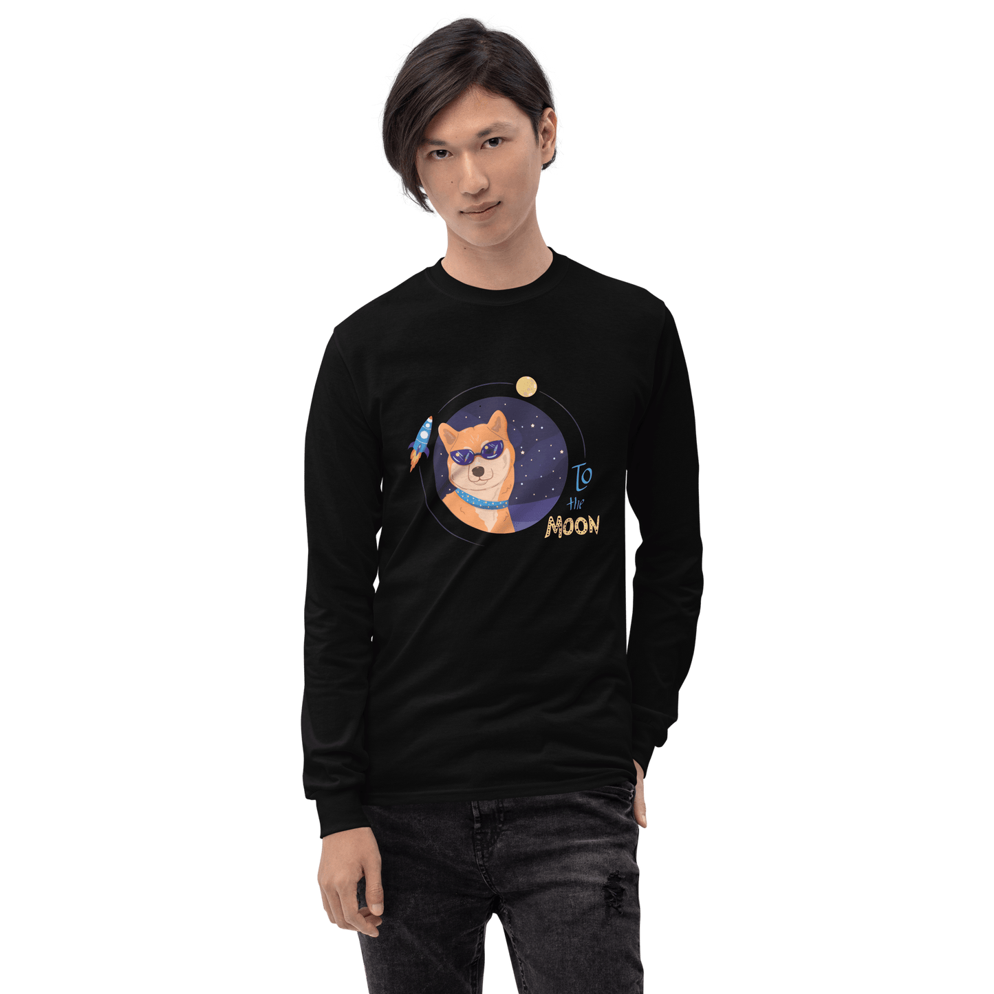 To The Moon Long Sleeve T-Shirt Meme - Sport Grey | Shirtposting