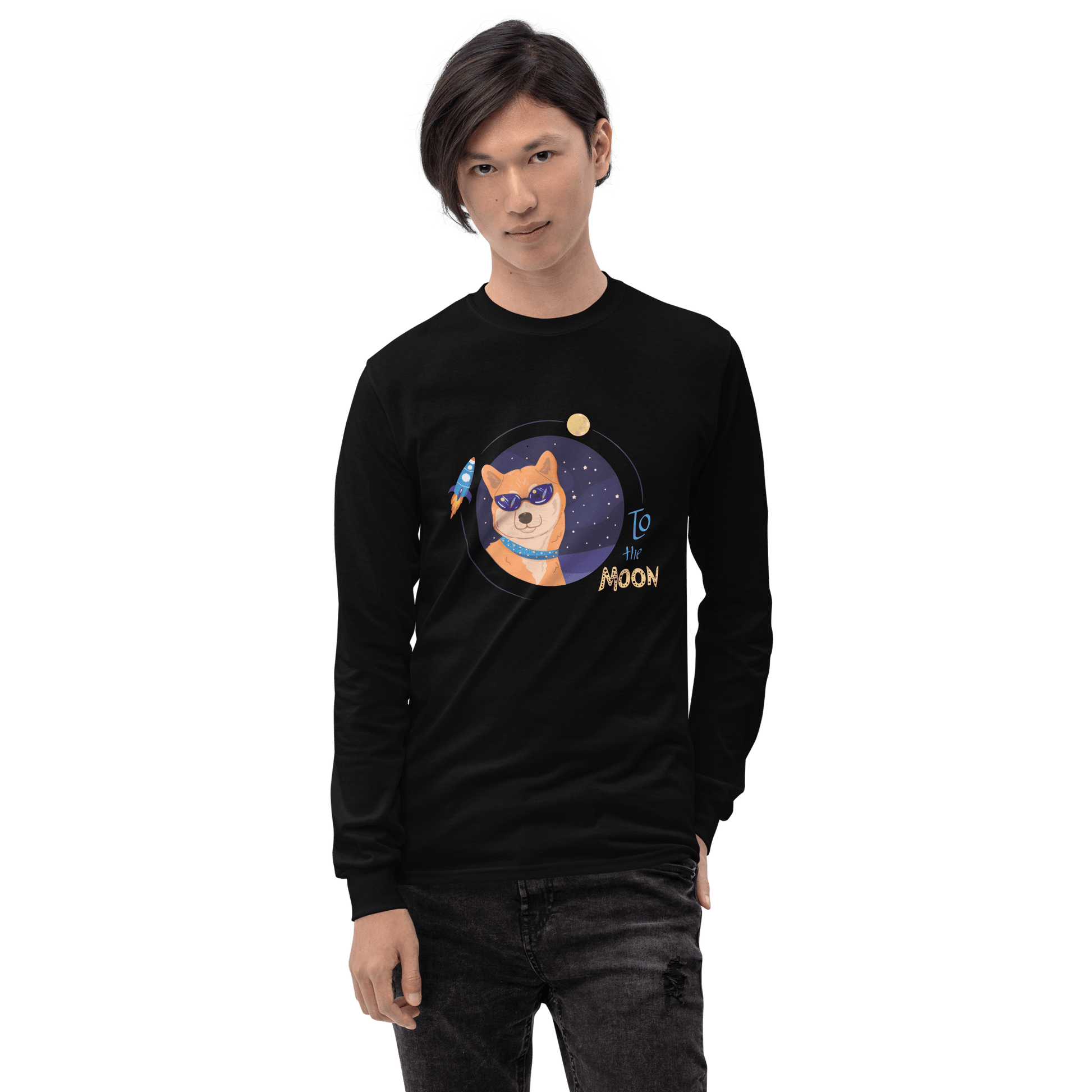 To The Moon Long Sleeve T-Shirt Meme - Sport Grey | Shirtposting