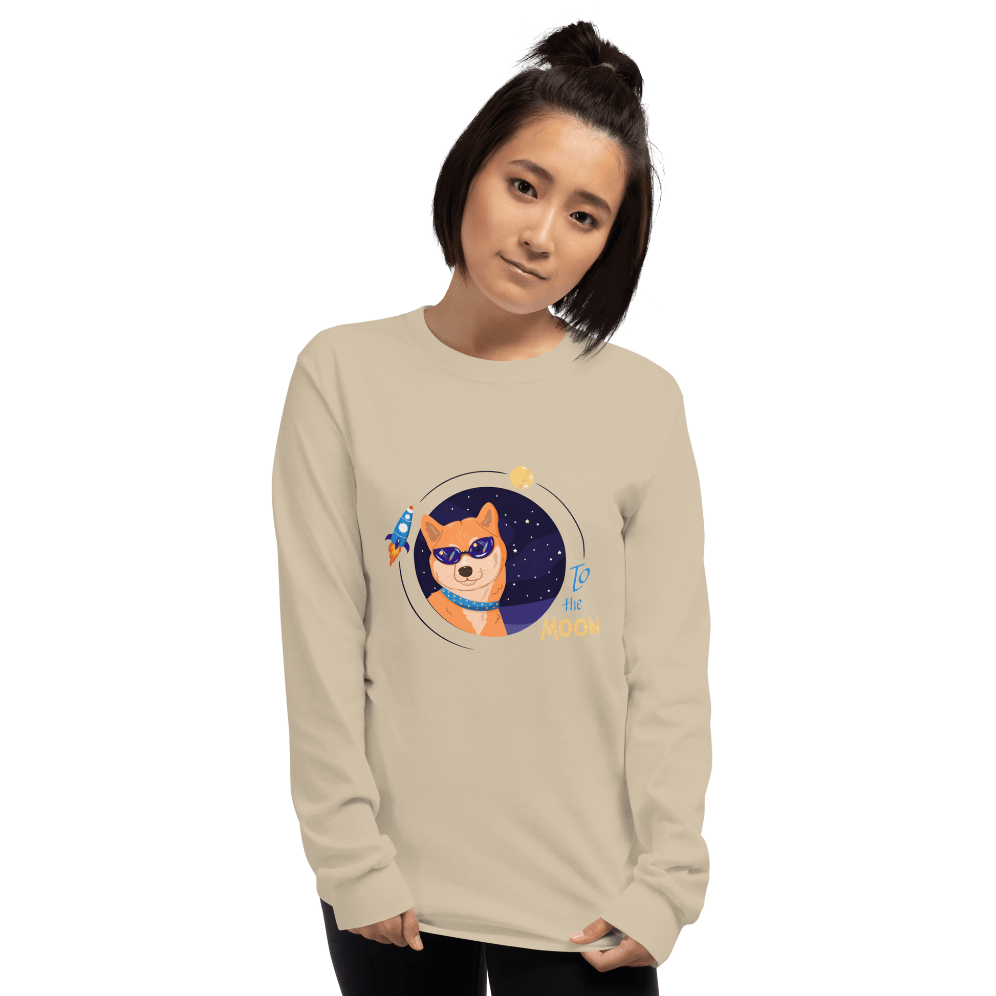 To The Moon Long Sleeve T-Shirt Meme - Sport Grey | Shirtposting