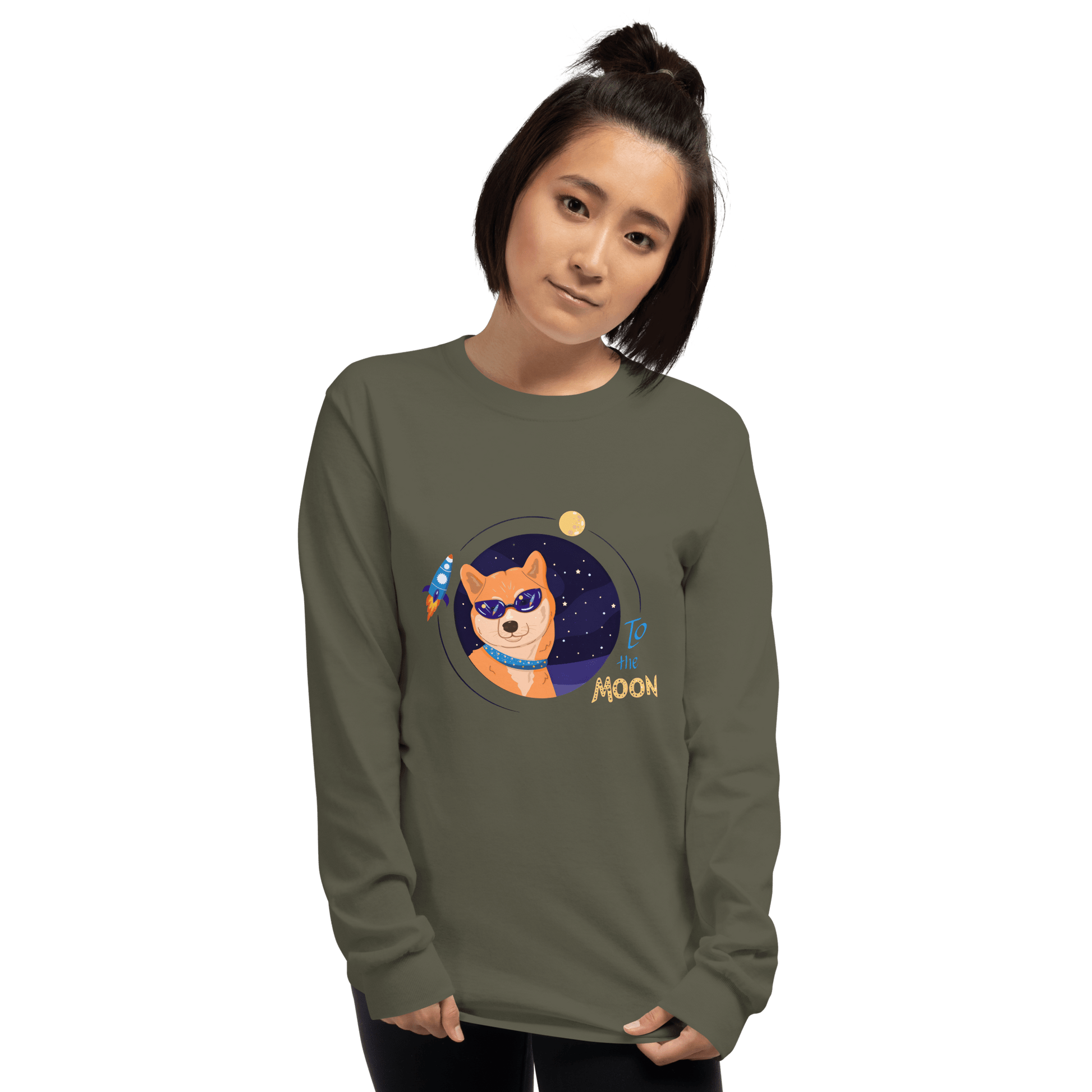 To The Moon Long Sleeve T-Shirt Meme - Sport Grey | Shirtposting