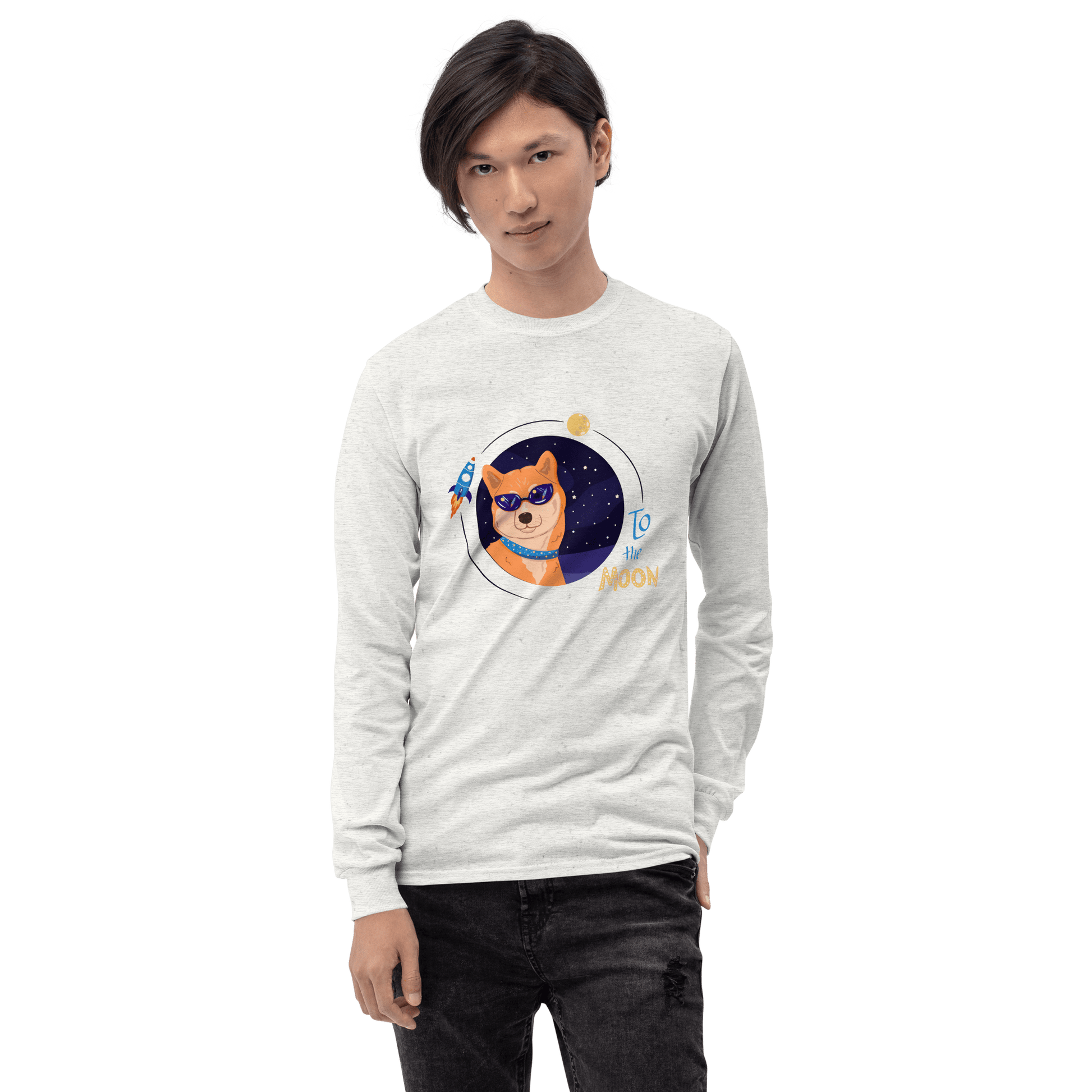 To The Moon Long Sleeve T-Shirt Meme - Sport Grey | Shirtposting