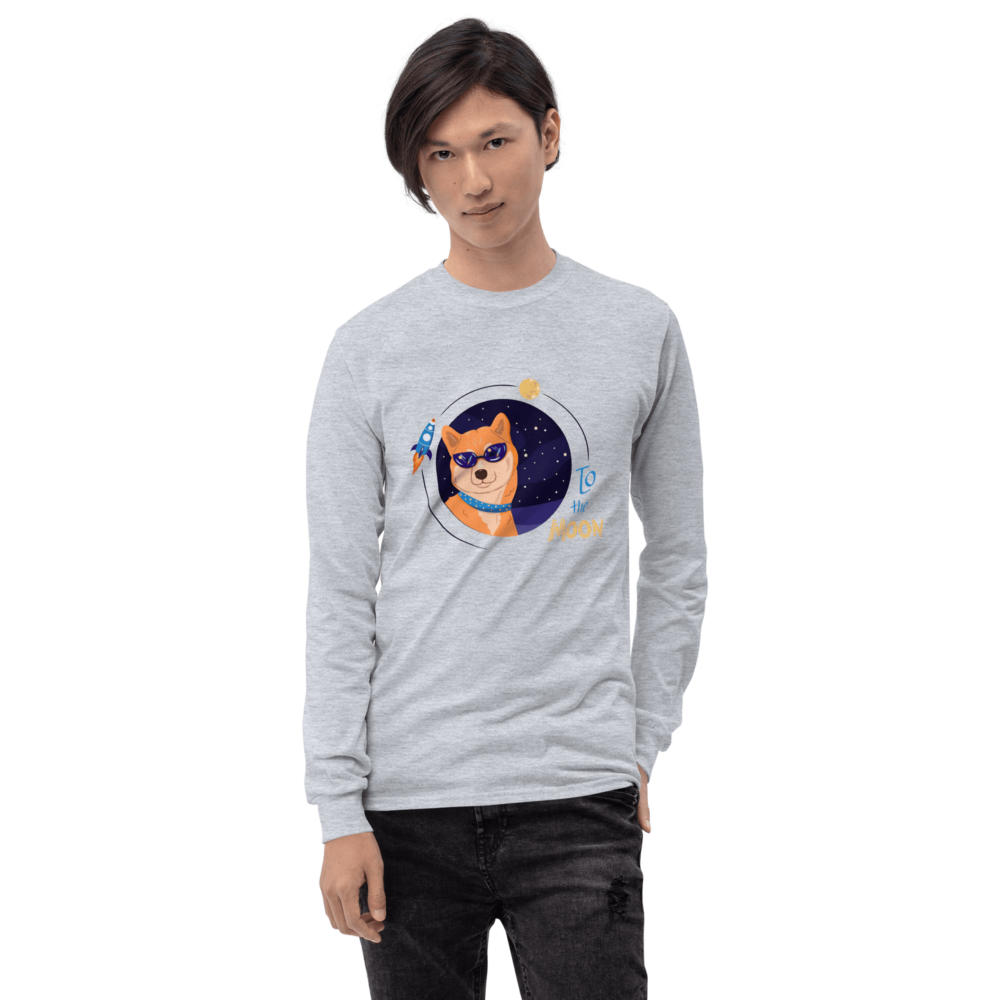 To The Moon Long Sleeve T-Shirt Meme - Sport Grey | Shirtposting
