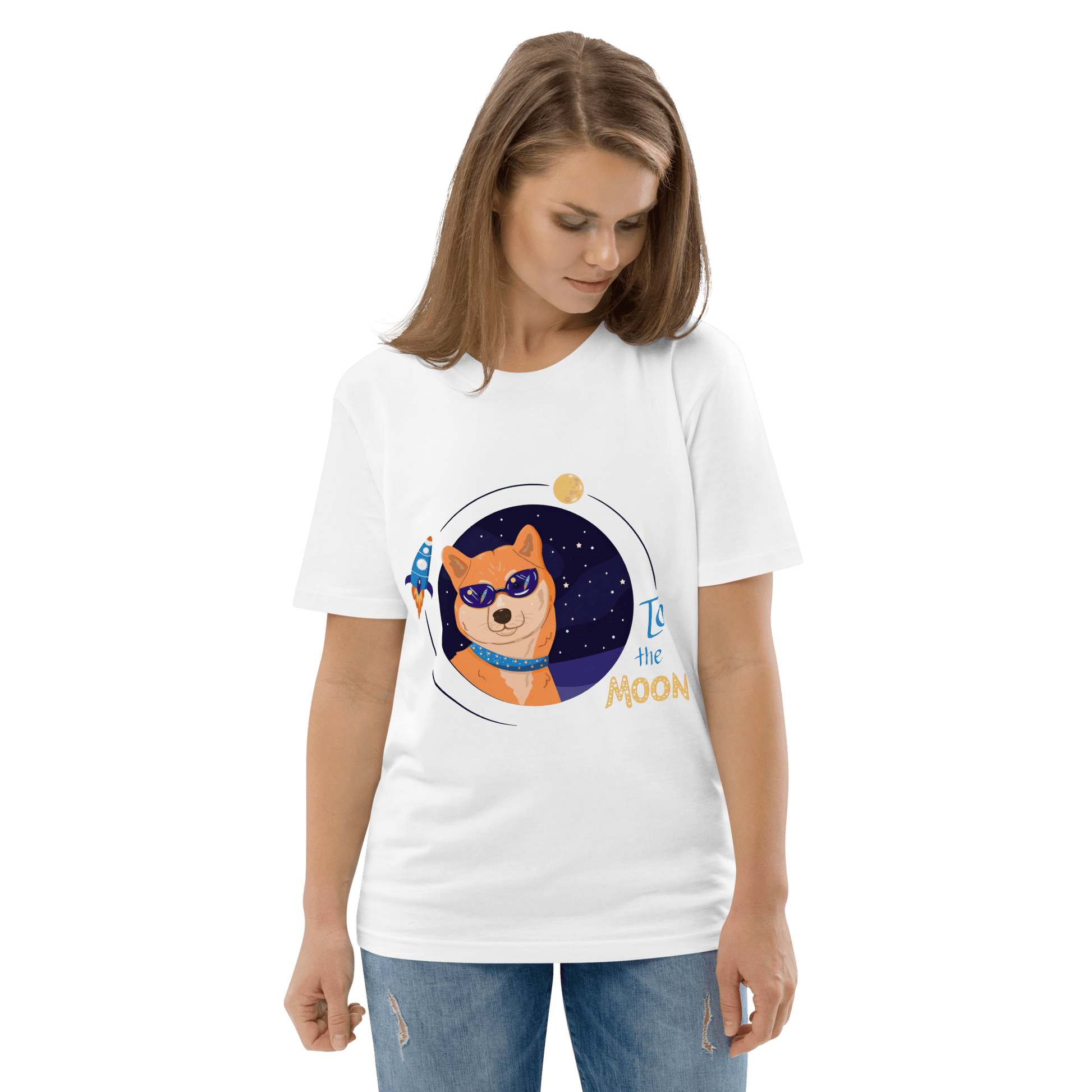 To The Moon Premium Organic T-Shirt Meme - Cotton Pink | Shirtposting
