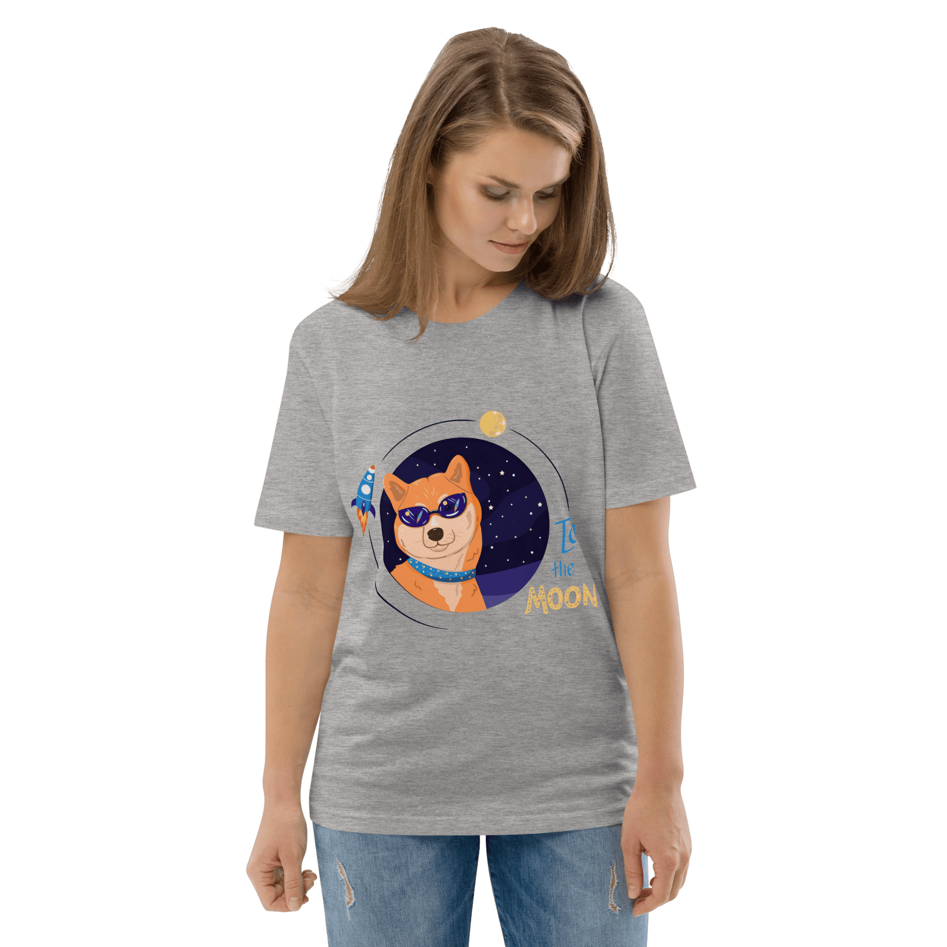 To The Moon Premium Organic T-Shirt Meme - Cotton Pink | Shirtposting