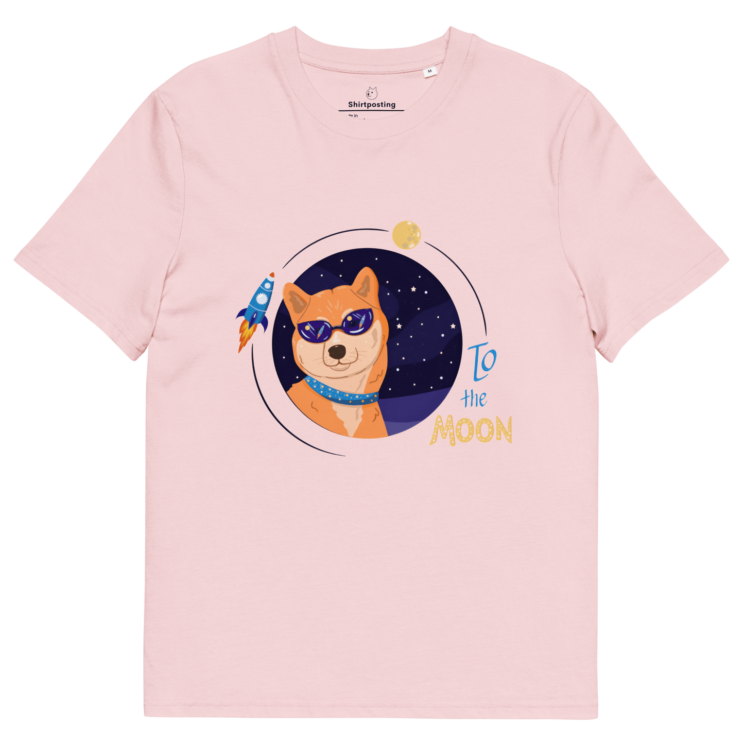 To The Moon Premium Organic T-Shirt Meme - Cotton Pink | Shirtposting