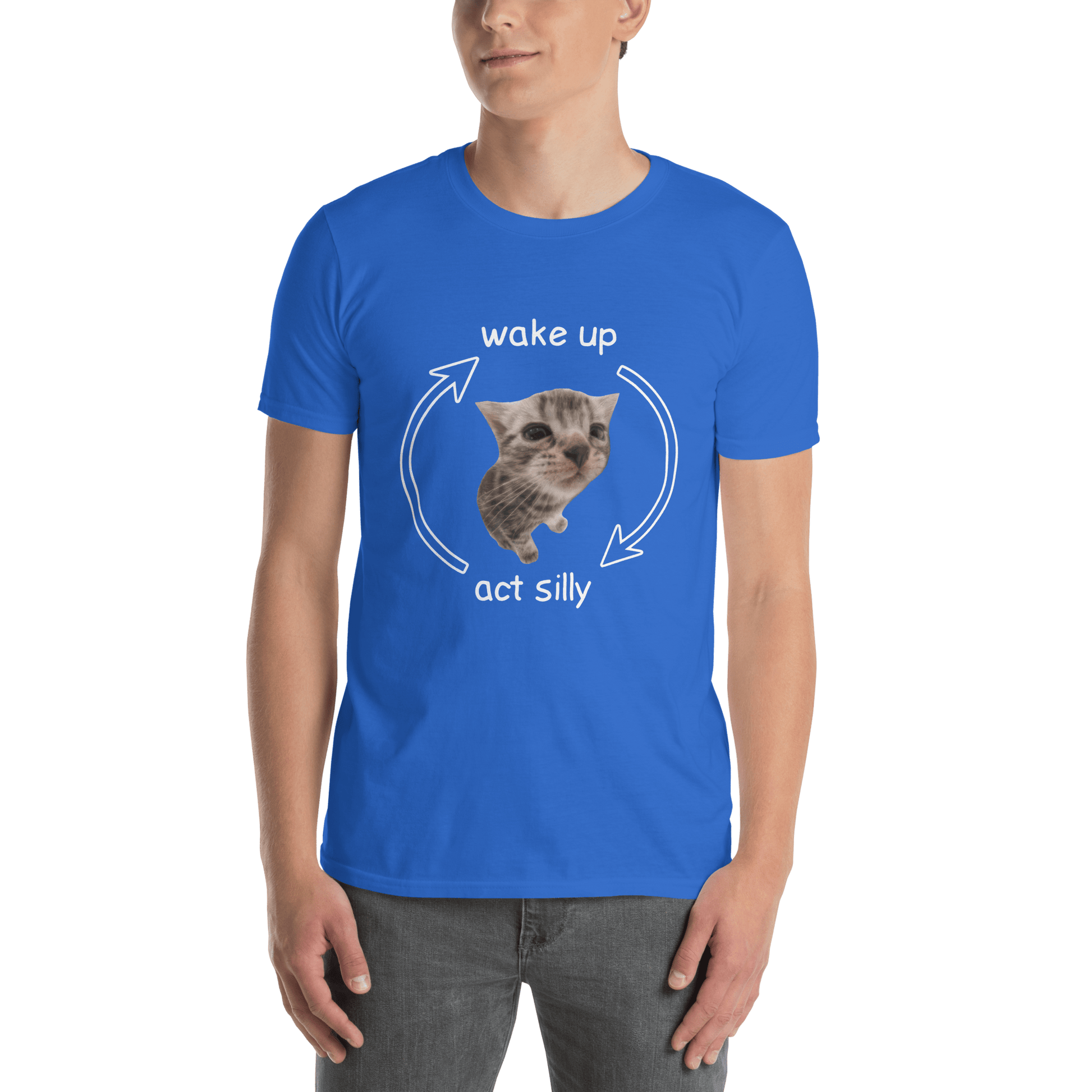 Wake Up - Act Silly Classic T-Shirt Meme - Dark Heather Grey | Shirtposting