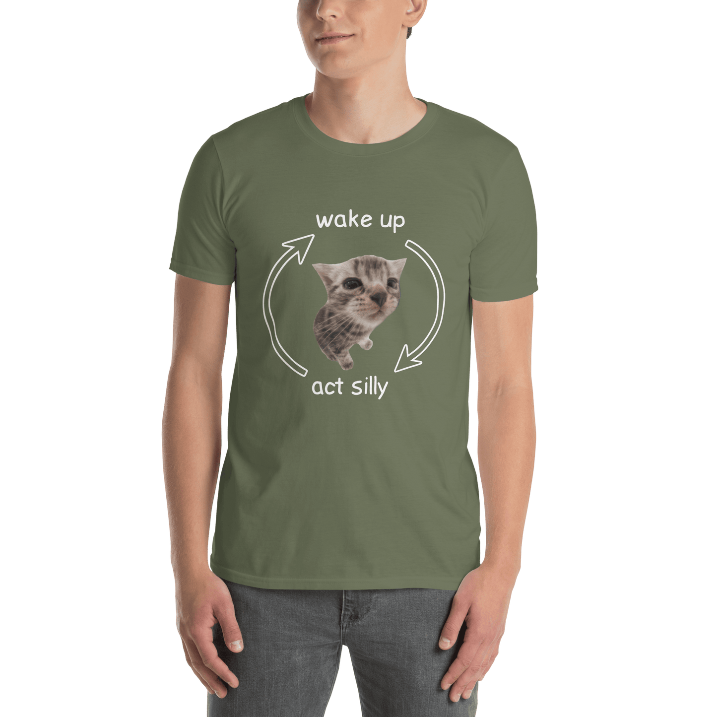 Wake Up - Act Silly Classic T-Shirt Meme - Sport Grey | Shirtposting
