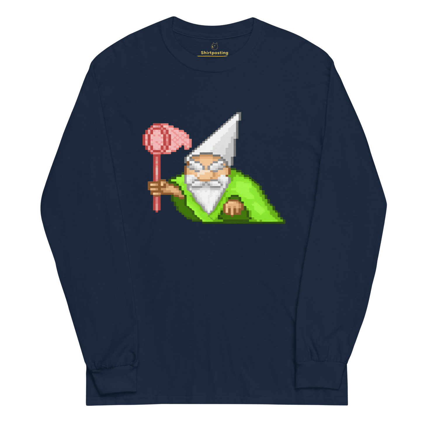Wizard Gnome Long Sleeve T-Shirt Meme - Navy | Shirtposting