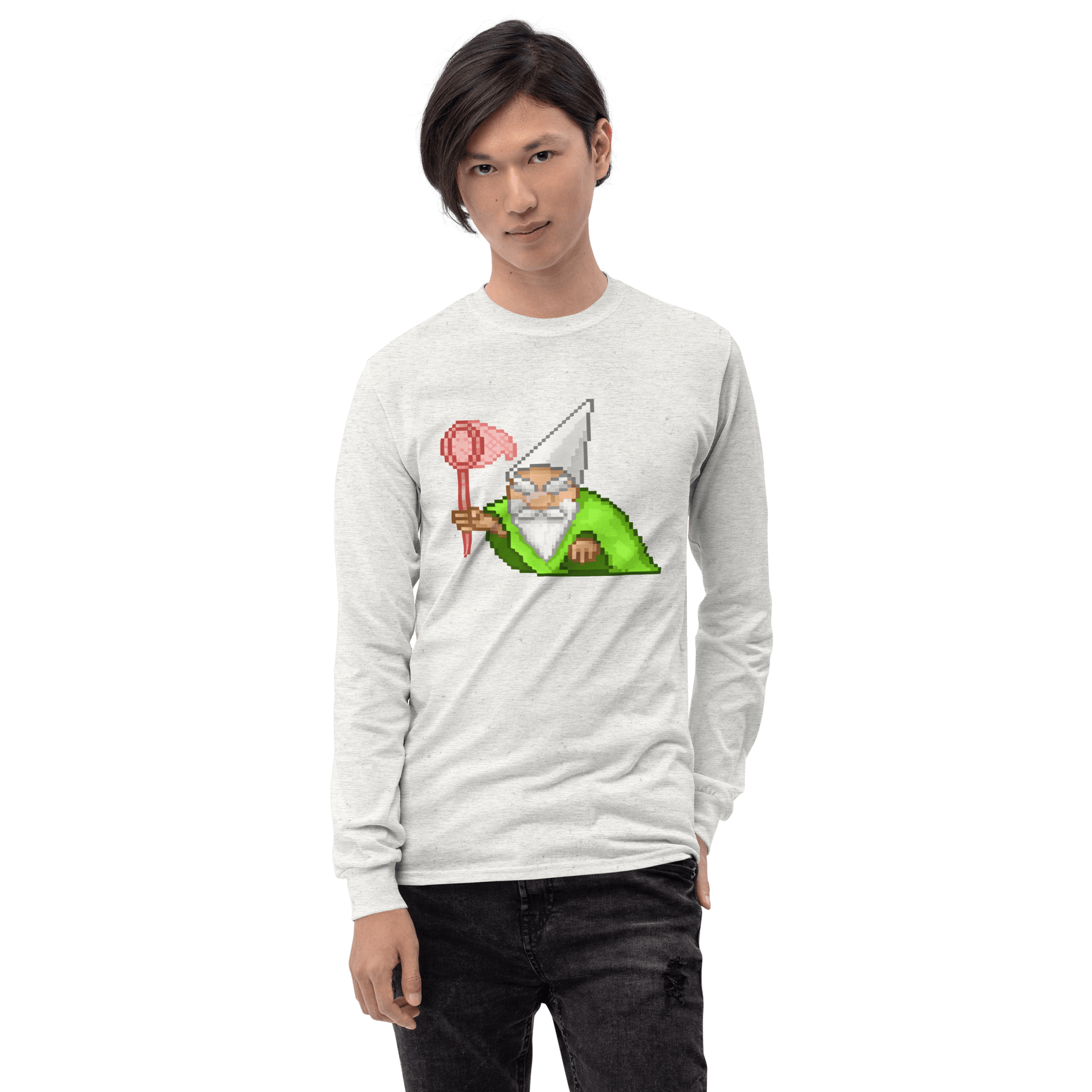 Wizard Gnome Long Sleeve T-Shirt Meme - Sport Grey | Shirtposting