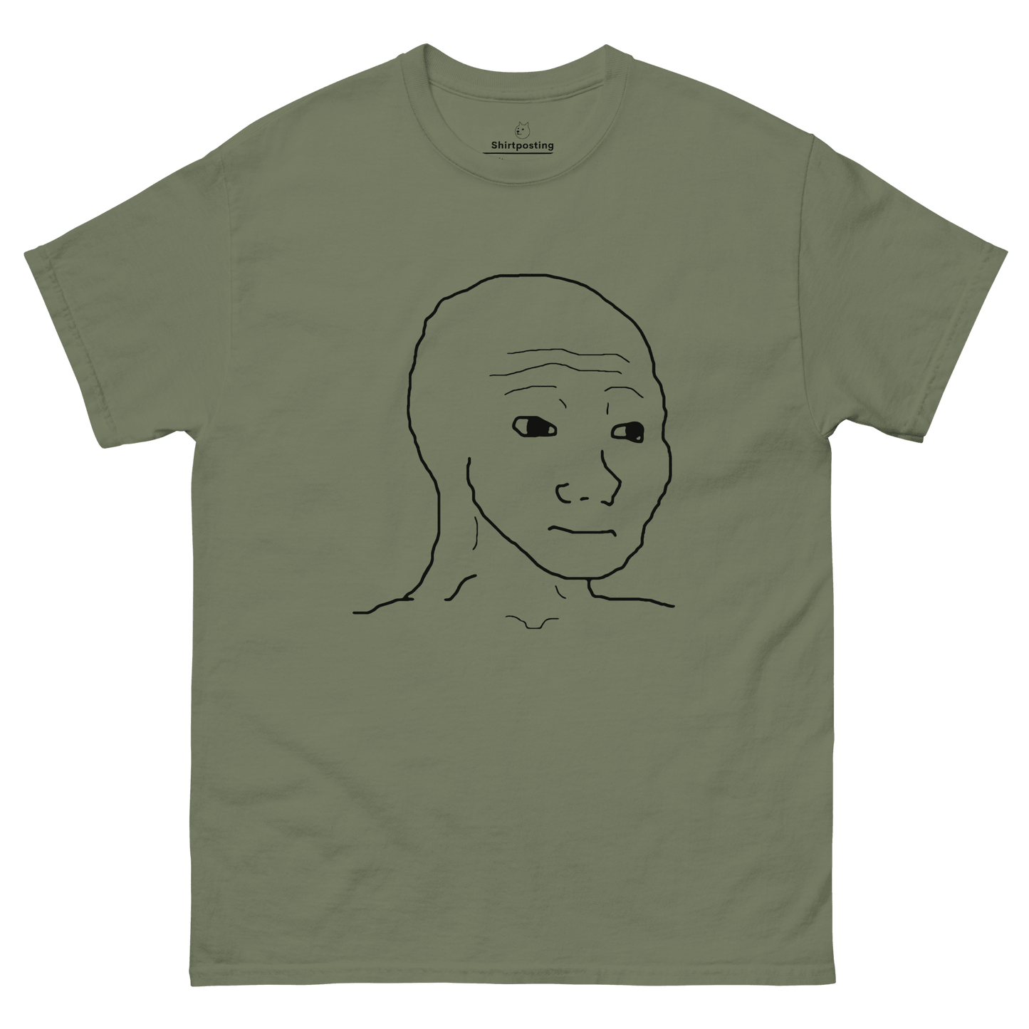 Wojak Classic T-Shirt Meme - Military Green | Shirtposting