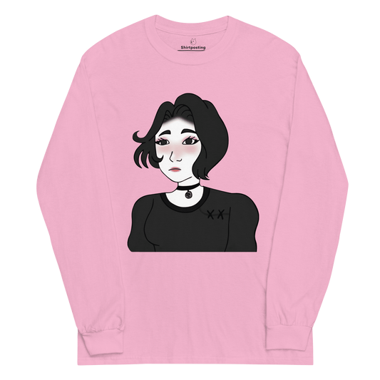 Wojak Girl Long Sleeve T-Shirt Meme - Light Pink | Shirtposting