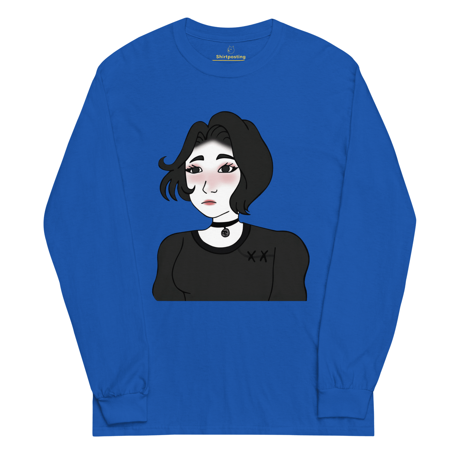 Wojak Girl Long Sleeve T-Shirt Meme - Royal | Shirtposting
